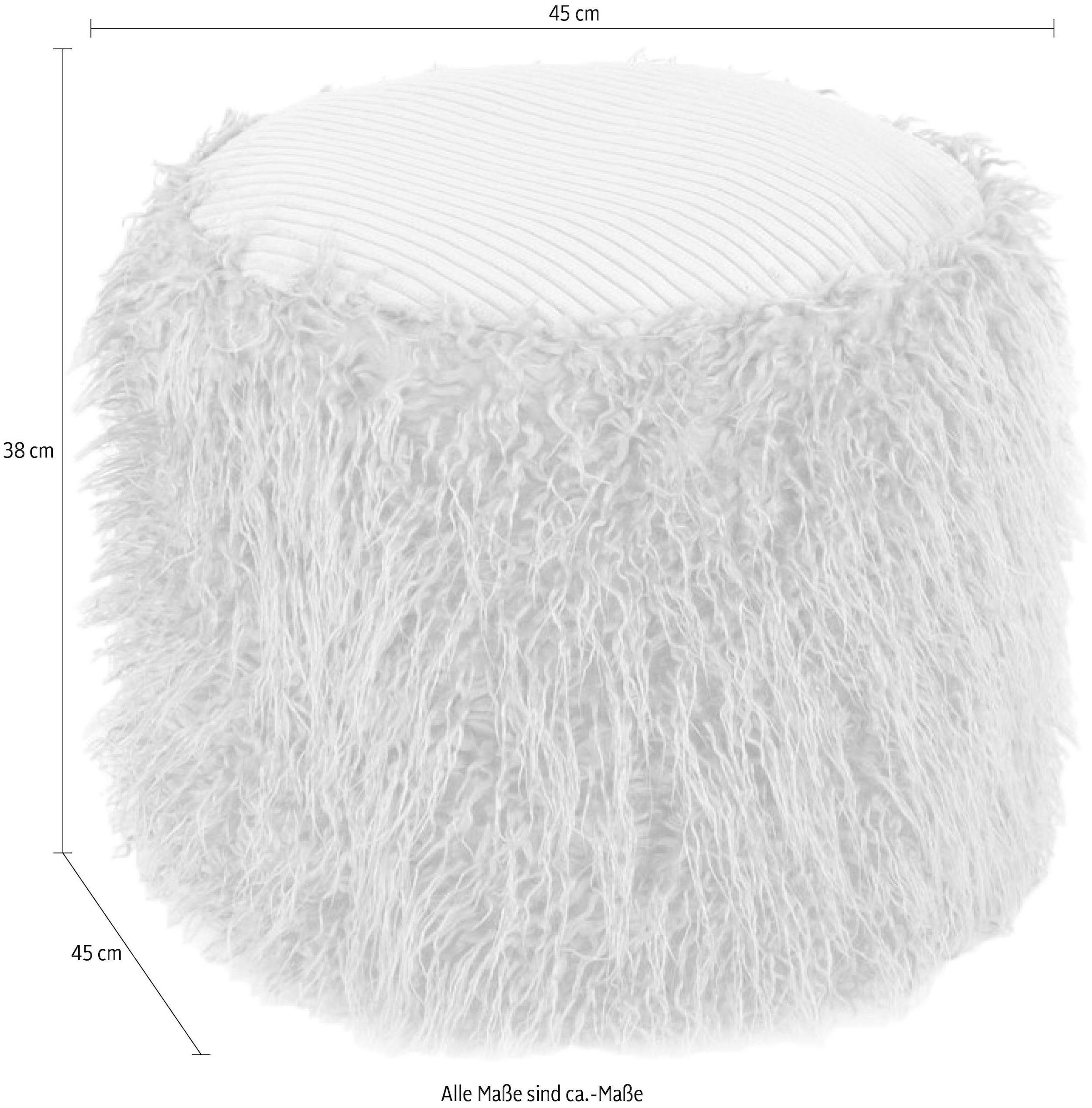 Kayoom Pouf »Fellpouf Bobtail 125, Fellhocker in zweifarbigem Design«, (1 St.), modern, dekorativ, kindersicherer Reissverschluss an der Unterseite
