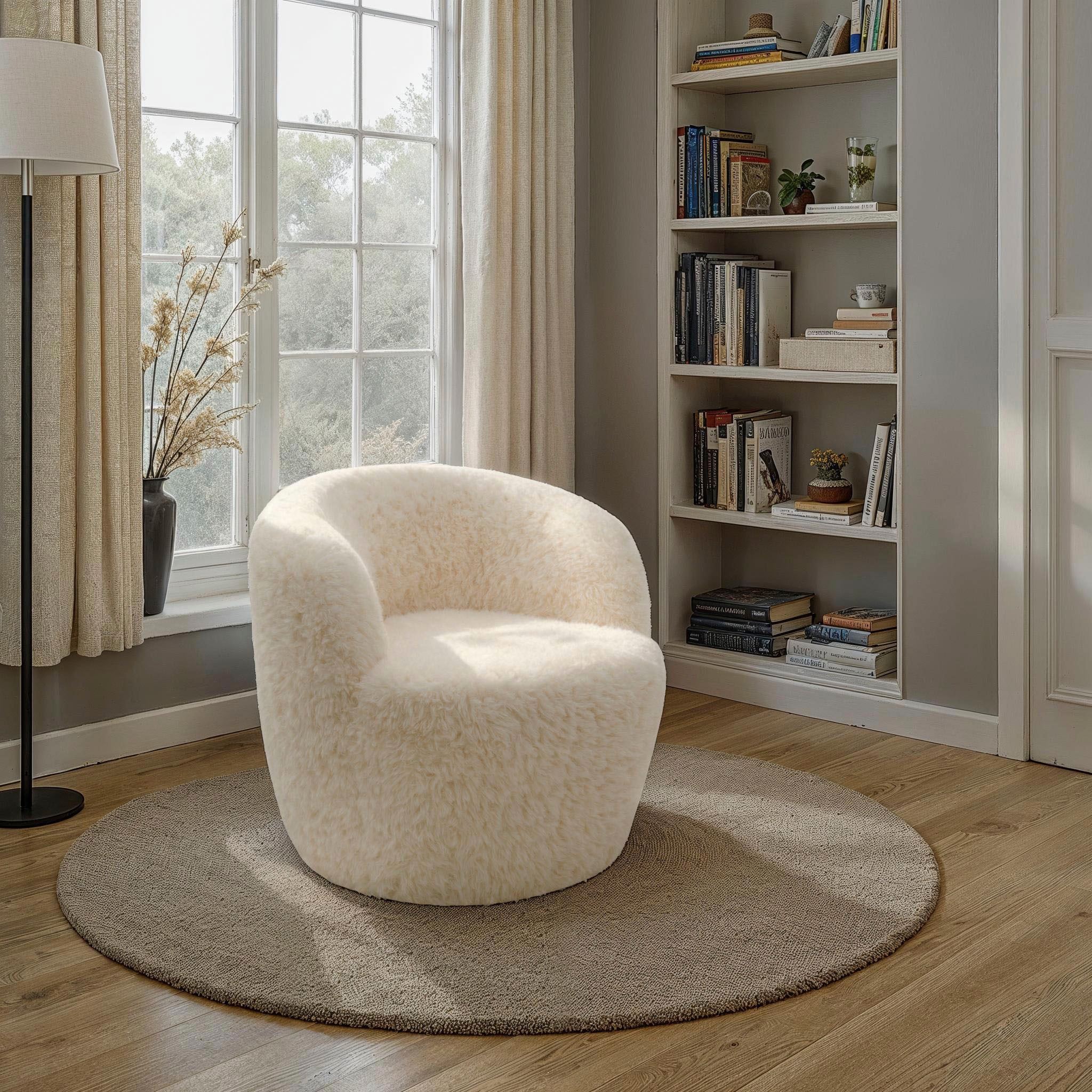 DOMO collection Sessel »Obidos moderner Loungesessel«, Flausch, creme