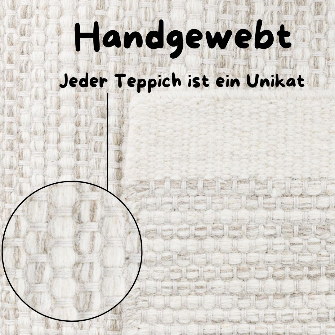 my home Wollteppich »Woolscape«, rund, 10 mm Höhe, Wendeteppich, handgewebte Qualität, meliert, reine Wolle, Wohnzimmer