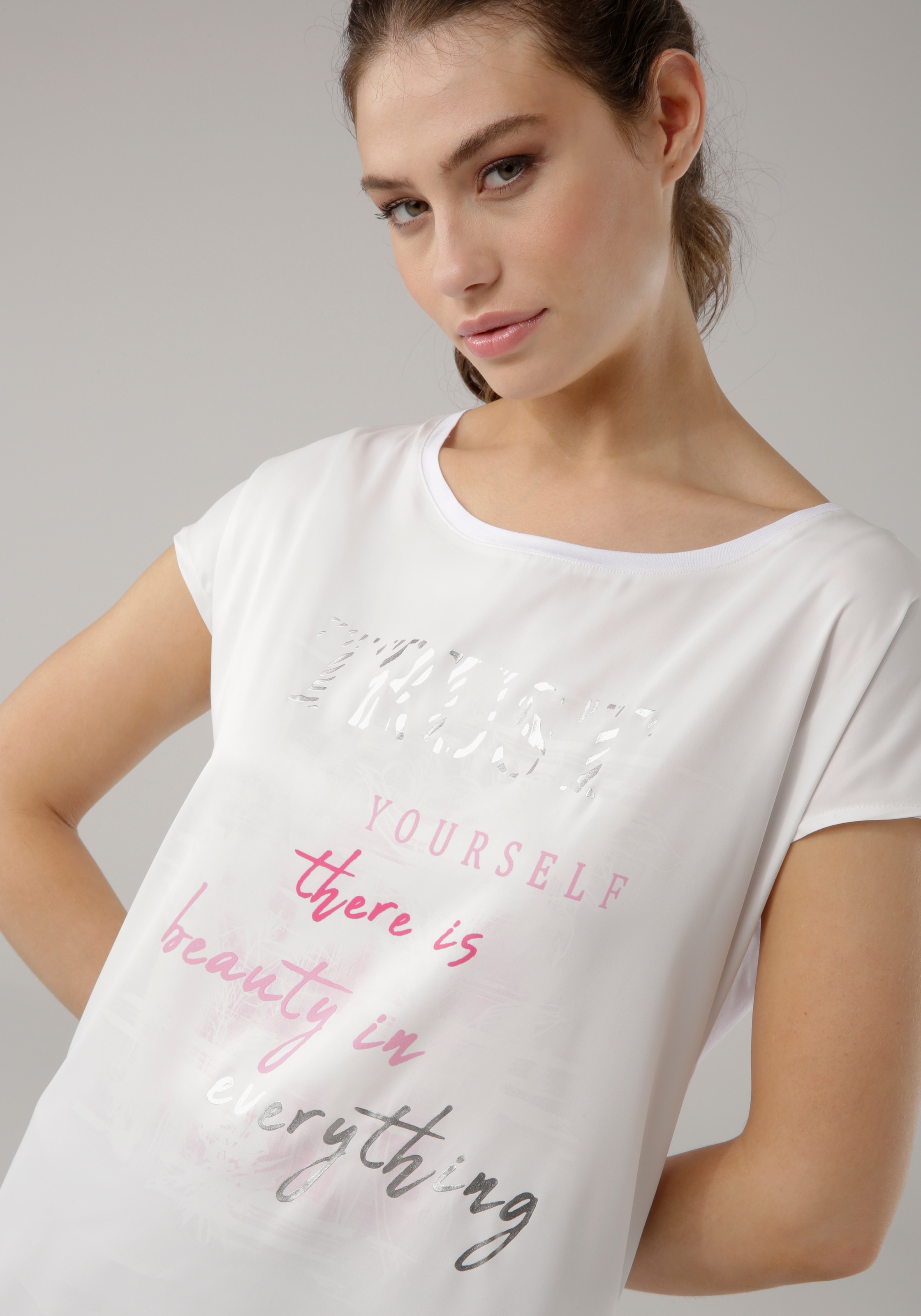 Schweiz Aufdruck bei shoppen Shirtbluse, Jelmoli-Versand aus Laura online Scott mit dezentem Satin