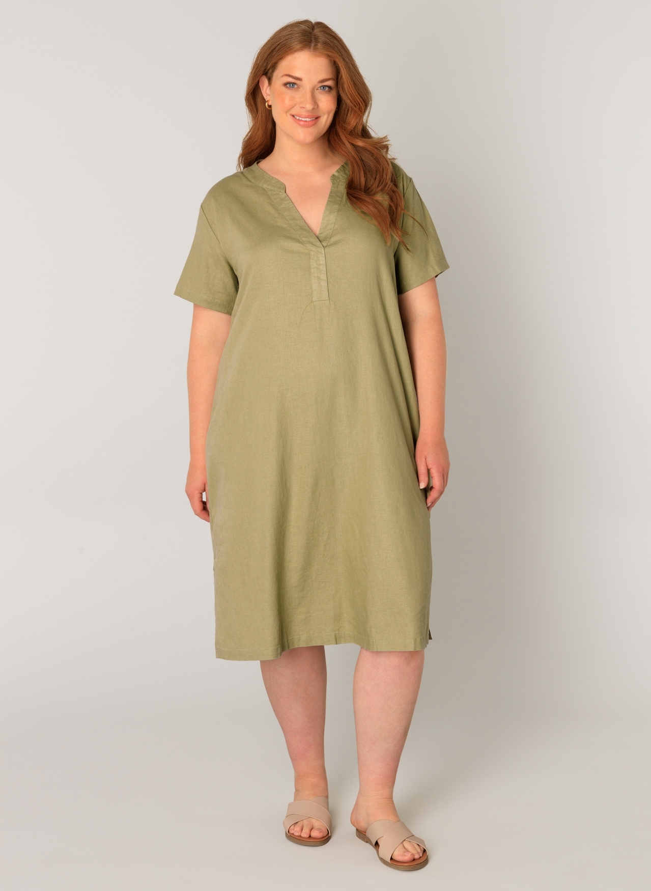 Base Level Curvy Tunikakleid »Yacinthe« Sommerkleid mit Leinen