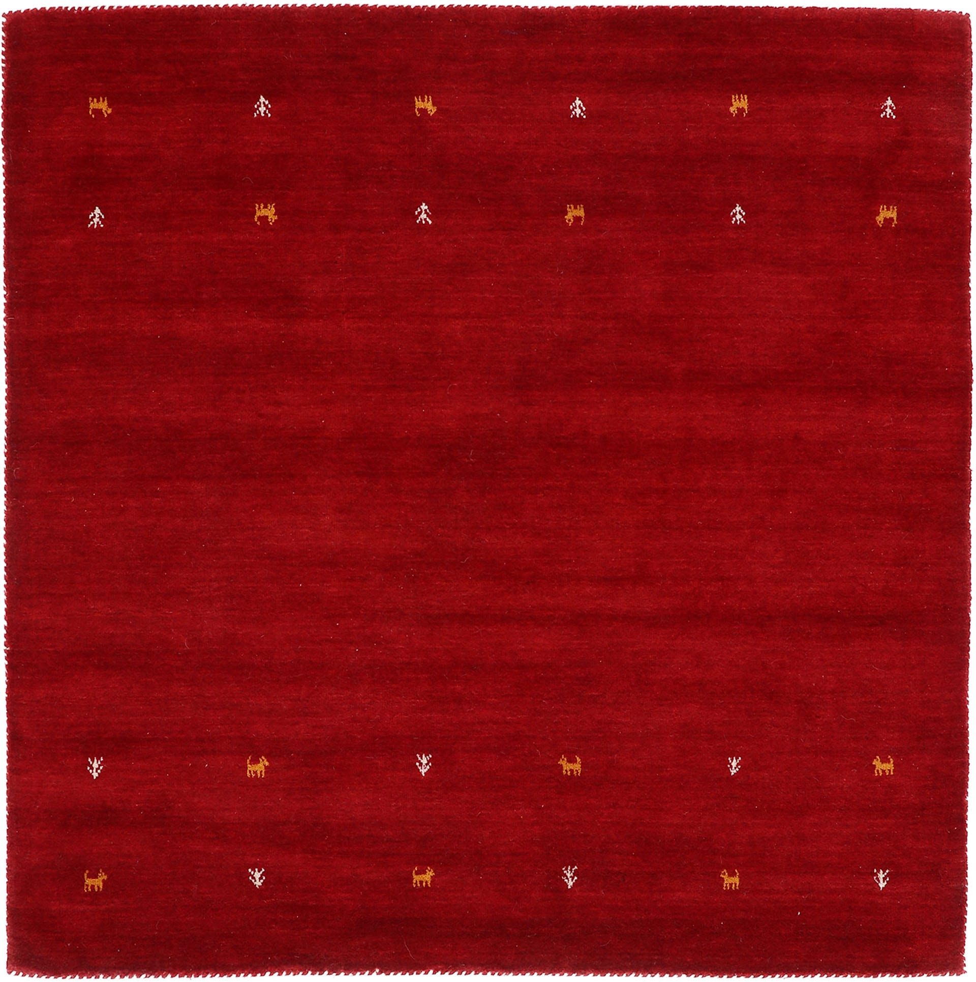 carpetfine Wollteppich »Gabbeh-Uni«, quadratisch, 15 mm Höhe, reine Wolle, handgewebt, Gabbeh Loom Tiermotiv, Sonderform Quadrat