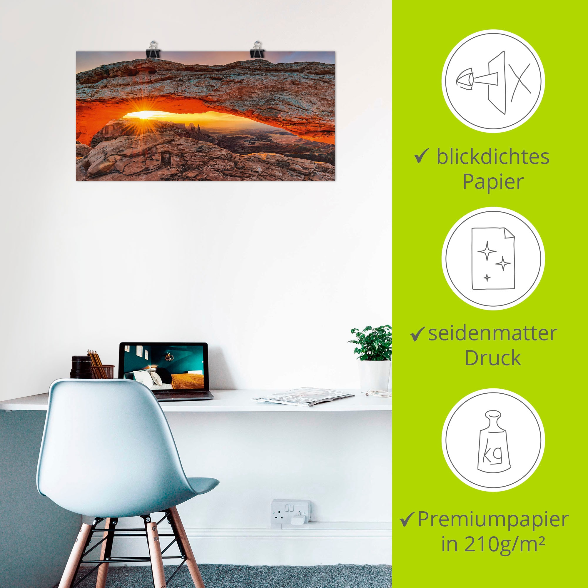 Artland Wandbild »Iconic Mesa Arch«, Felsen, (1 St.), als Alubild, Outdoorbild, Leinwandbild, Poster in verschied. Grössen