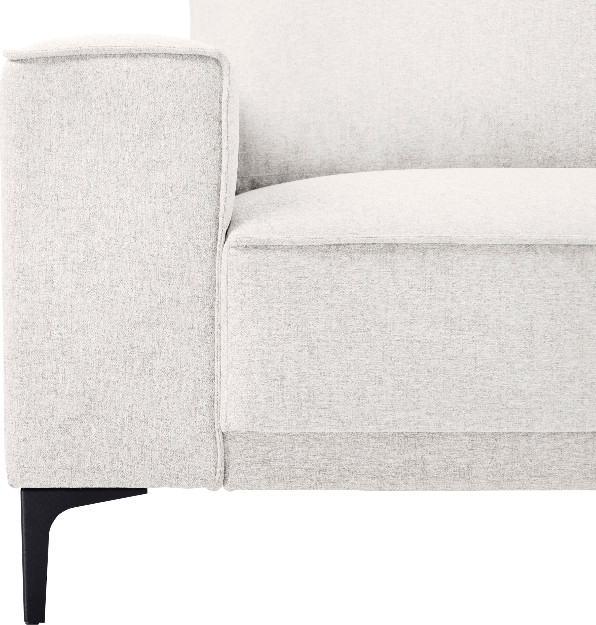 Places of Style Ecksofa »Polsterecke Oland, Struktur, Flachgewebe, Luxus-Microfaser, Boucle«, L-Form, 280 cm, Wellenunterfederung, Skandi-Design, Metallfüsse
