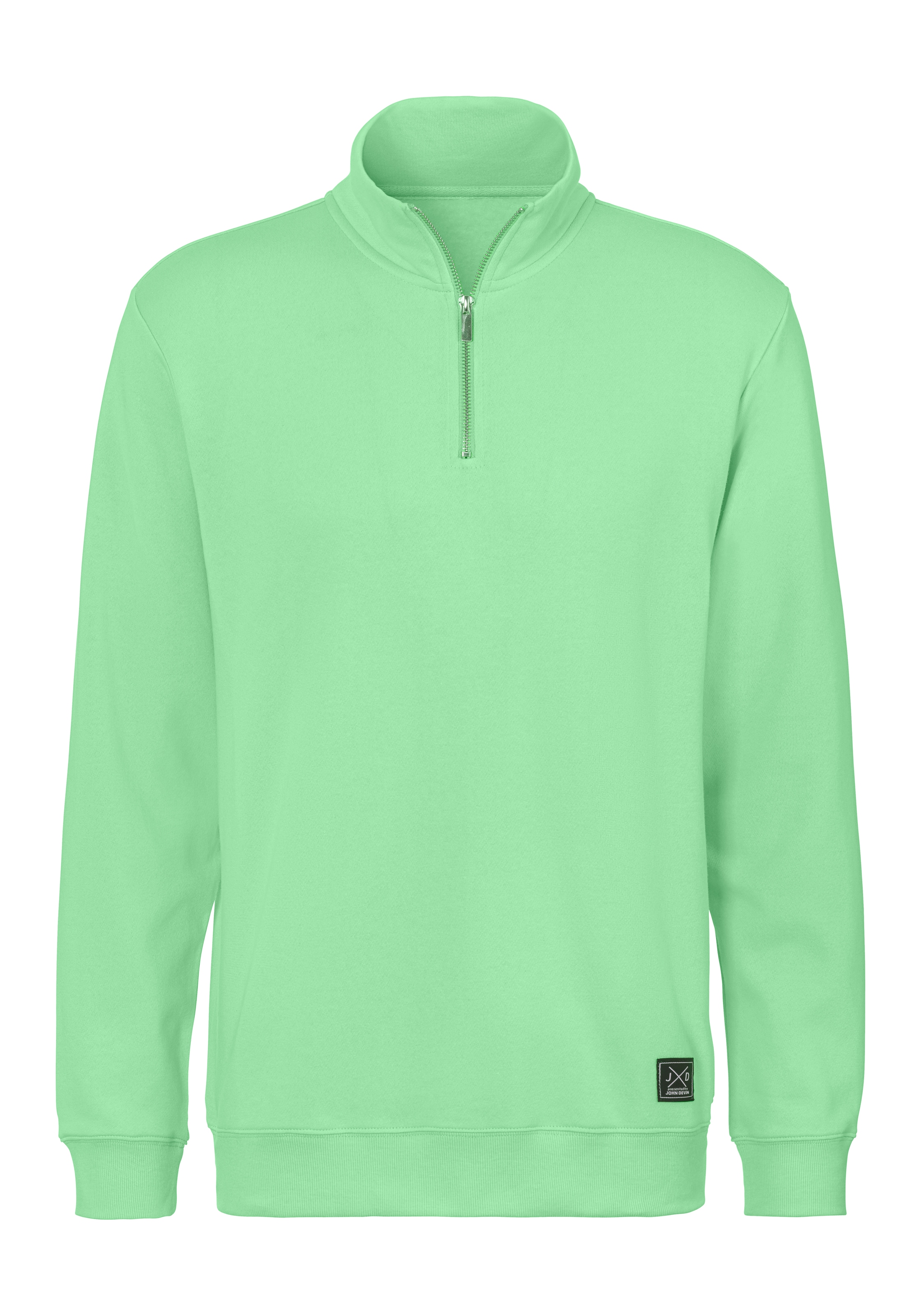 John Devin Sweatshirt, Langarm, Sweatshirt mit Reissverschluss am Stehkragen