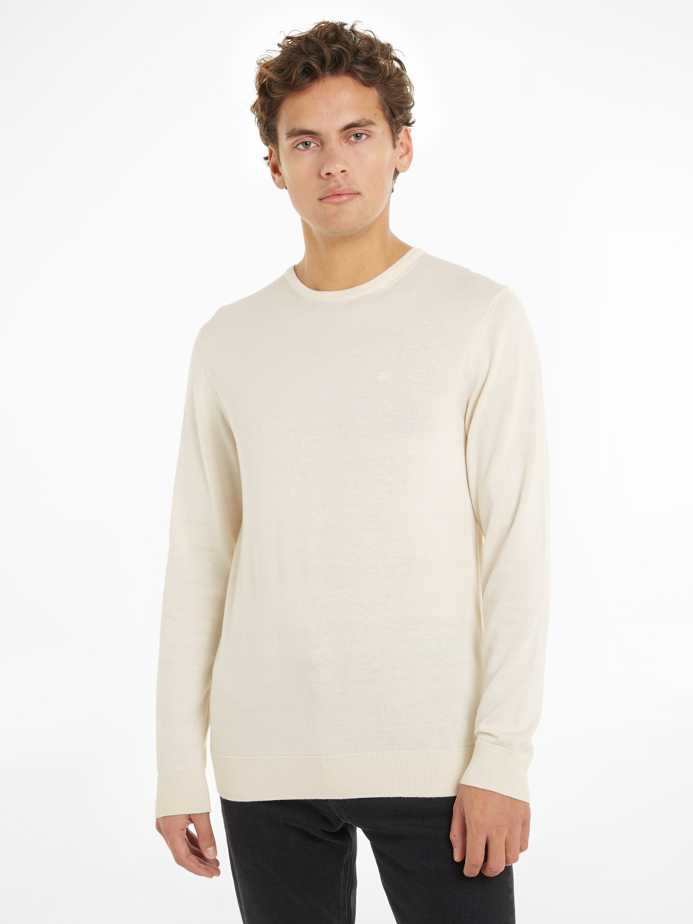 Calvin Klein Rundhalspullover »COTTON SILK BLEND CN SWEATER« mit Logoprägung