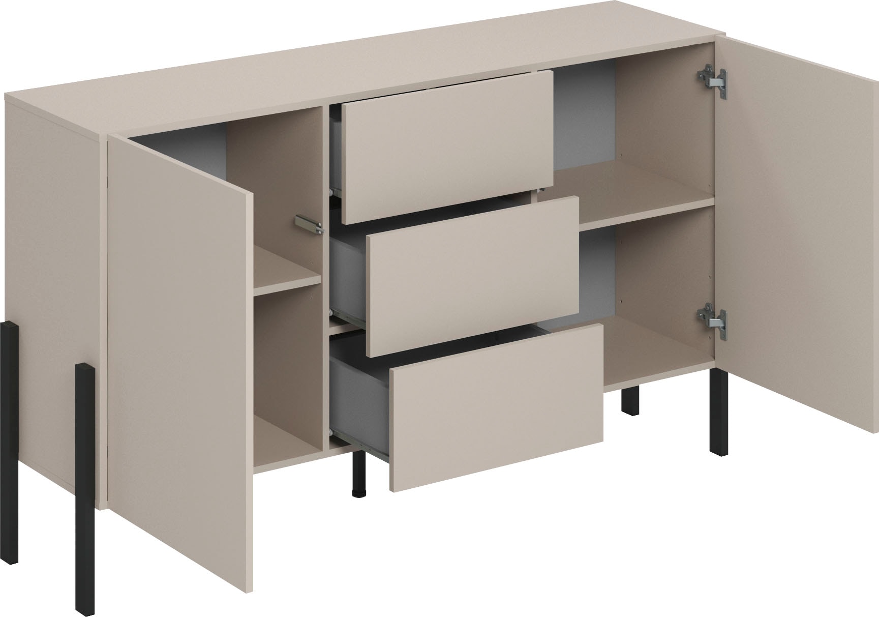 INOSIGN Sideboard »Jukon, Breite 150 bzw.180 cm, moderne grifflose Kommode«, Schubladenschrank 2 Türen/3 Schubkästen, push-to-open-Funktion