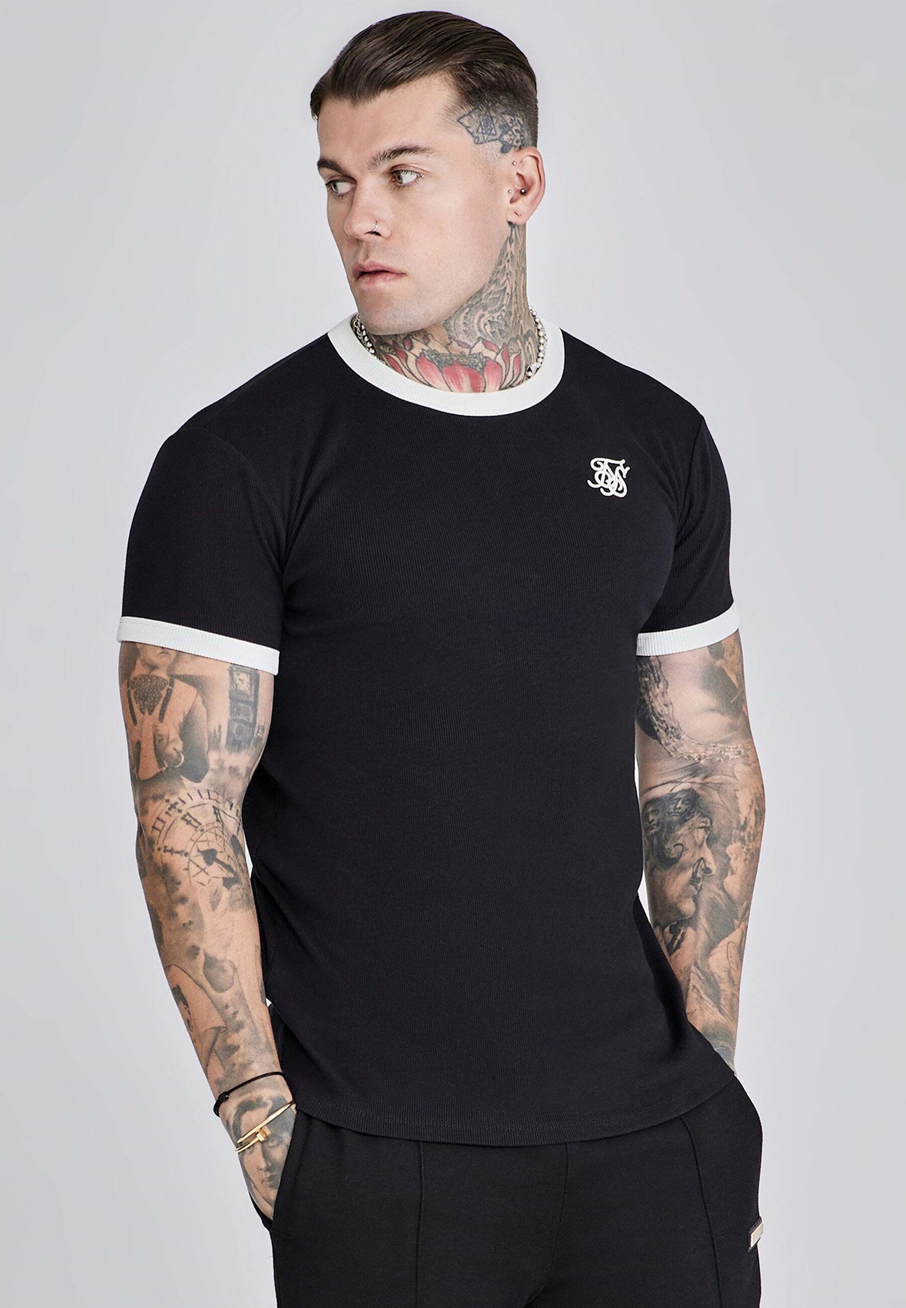 Siksilk T-Shirt »Siksilk T-Shirt Ribbed Ringer T-Shirt«