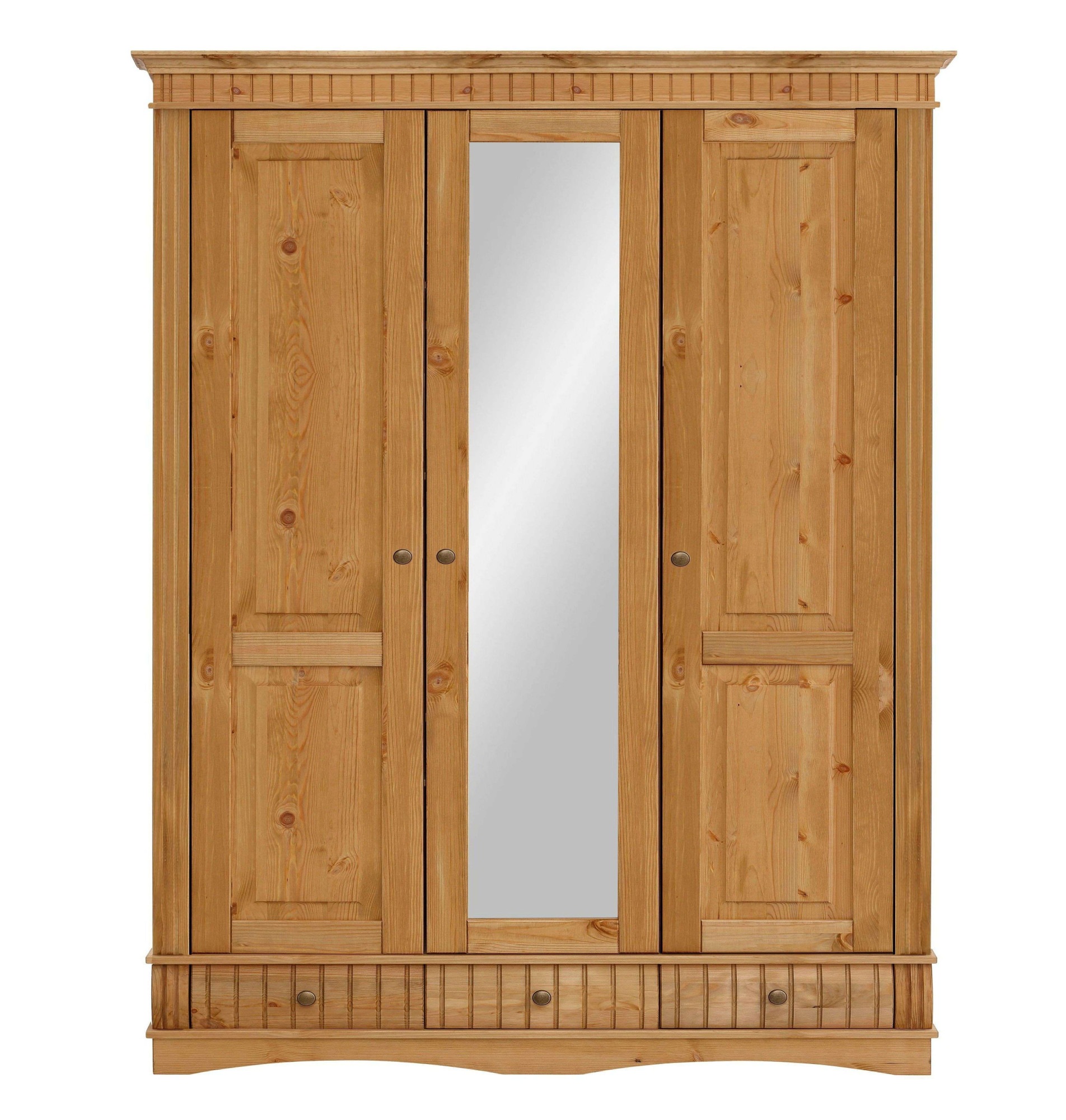 Home affaire Kleiderschrank »Teresa«, 3 Türen, aus massiver Kiefer, Breite 152 cm, mit Spiegel, FSC®
