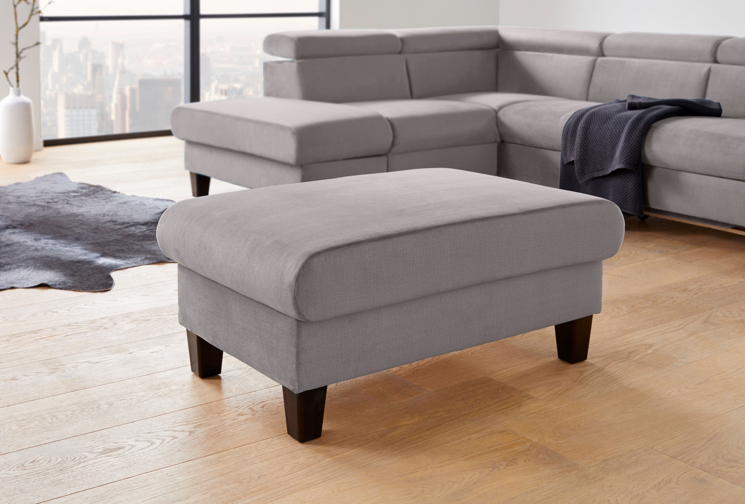 COTTA Polstergarnitur »Morven L-Form«, (Set), Set bestehend aus: Ecksofa mit Kopfteilverstellung & Hocker