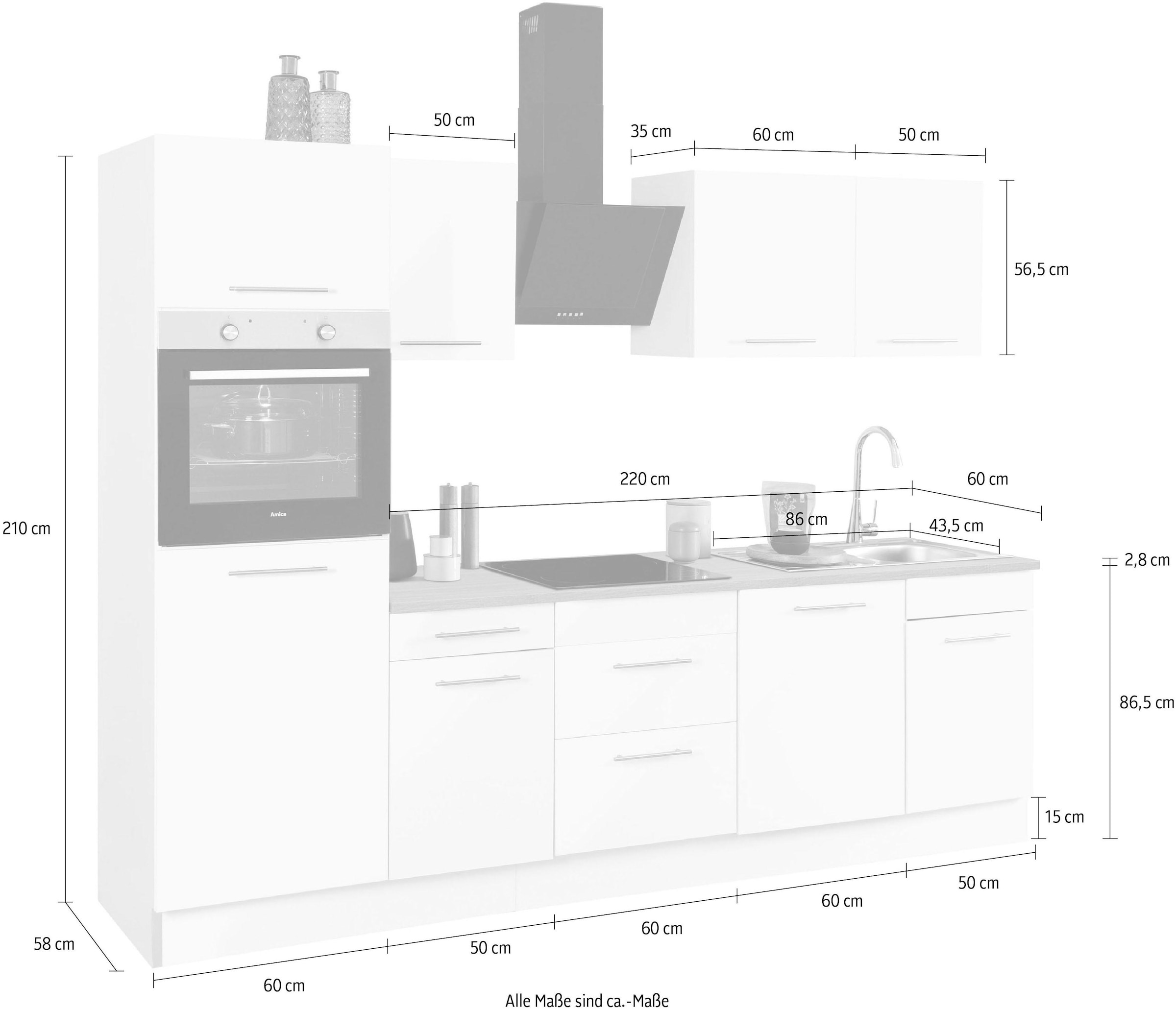 wiho Küchen Küchenzeile »Ela«, Breite 280 cm, Soft-Close-Funktion, höhenverstellbare Füsse
