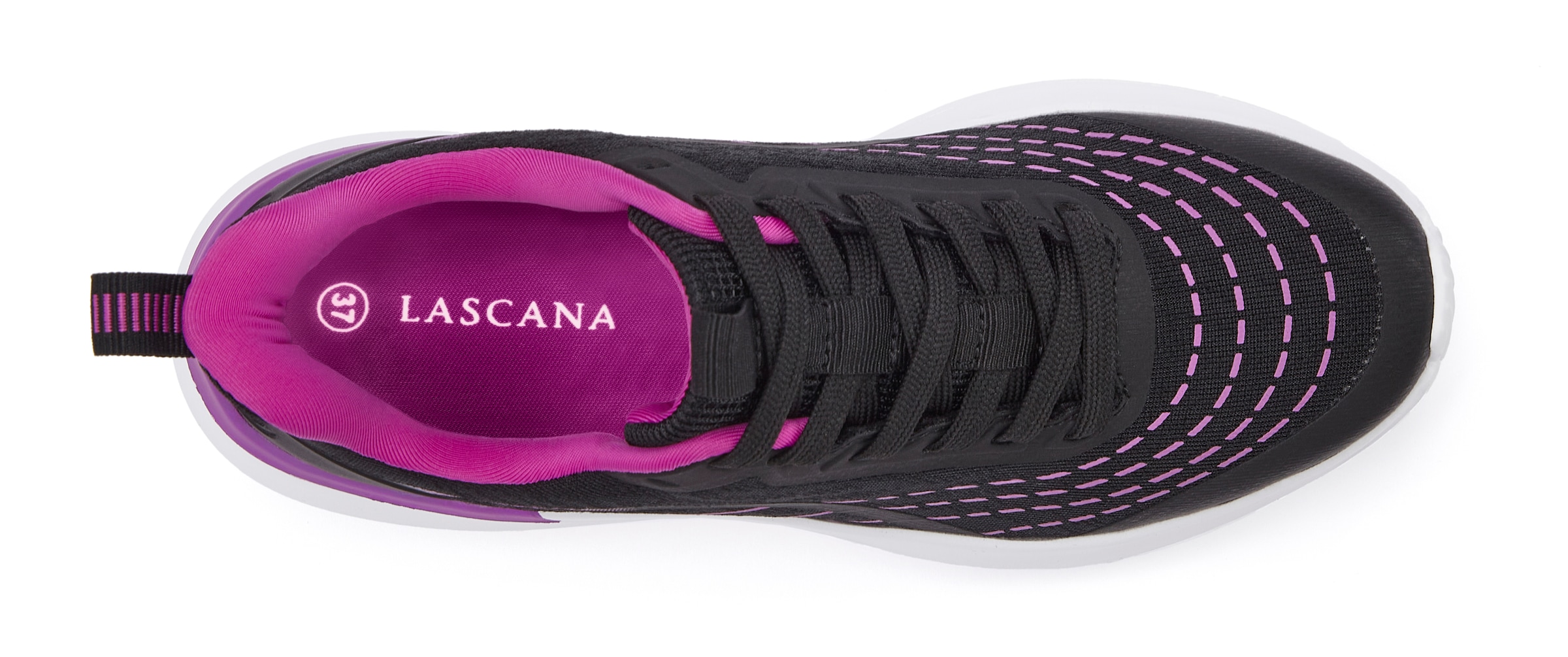 LASCANA Sneaker »Halbschuh, Schnürschuh, Freizeitschuh«, aus Textil mit Farbakzenten