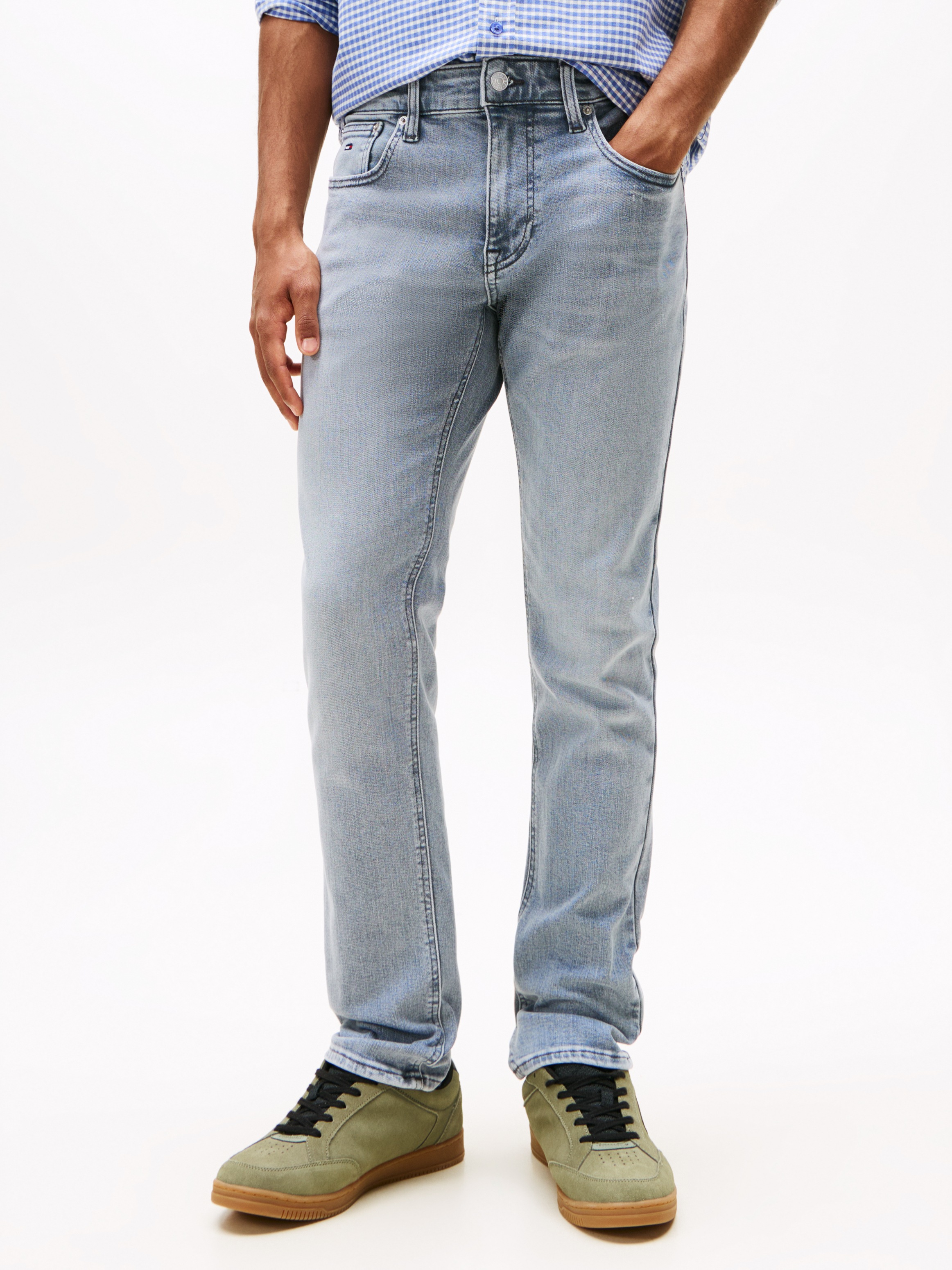 Tommy Jeans Gerade Jeans »Scanton Slim« Mit Markenlabel aus Leder hinten