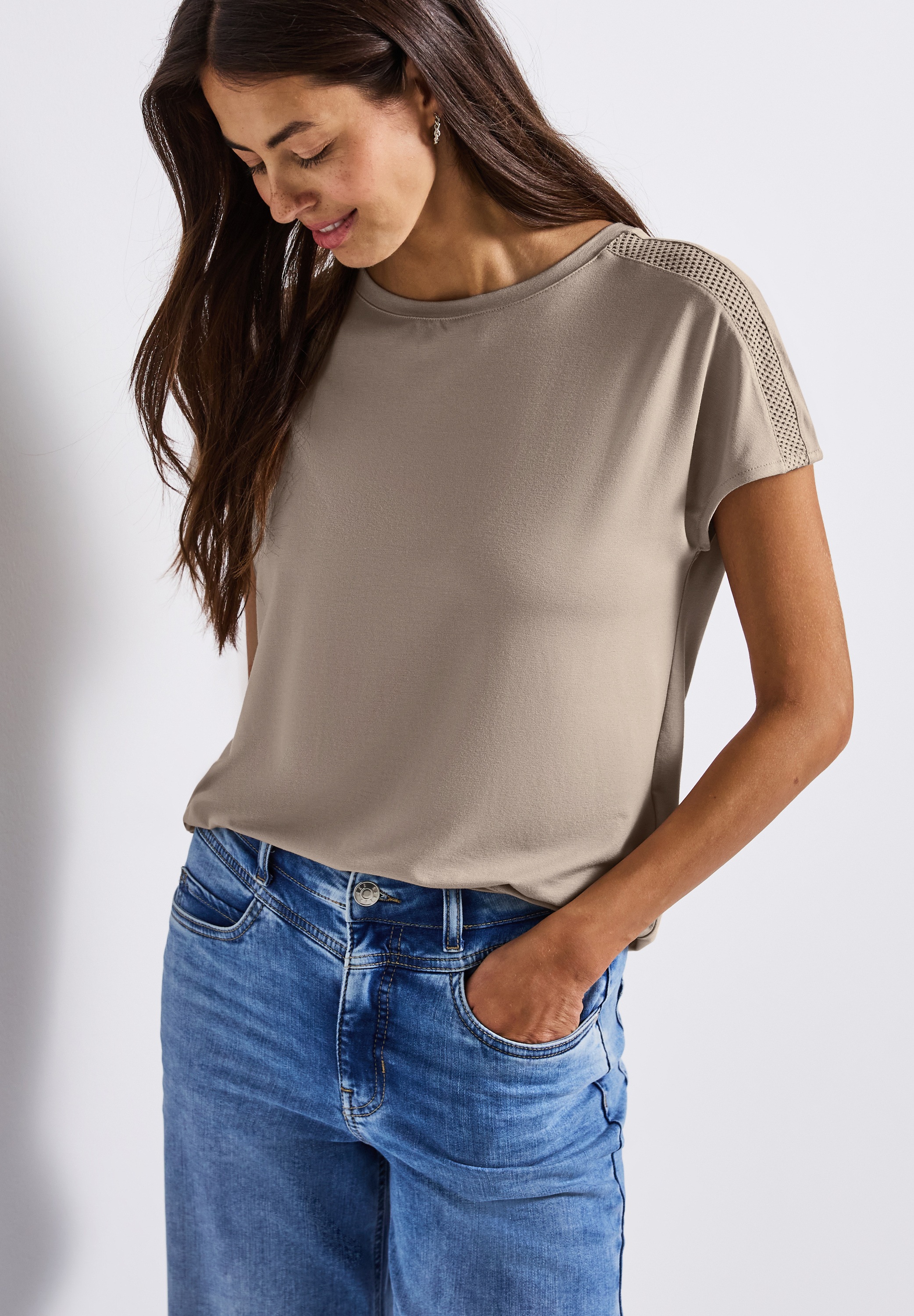STREET ONE Shirttop mit Mesh-Detail