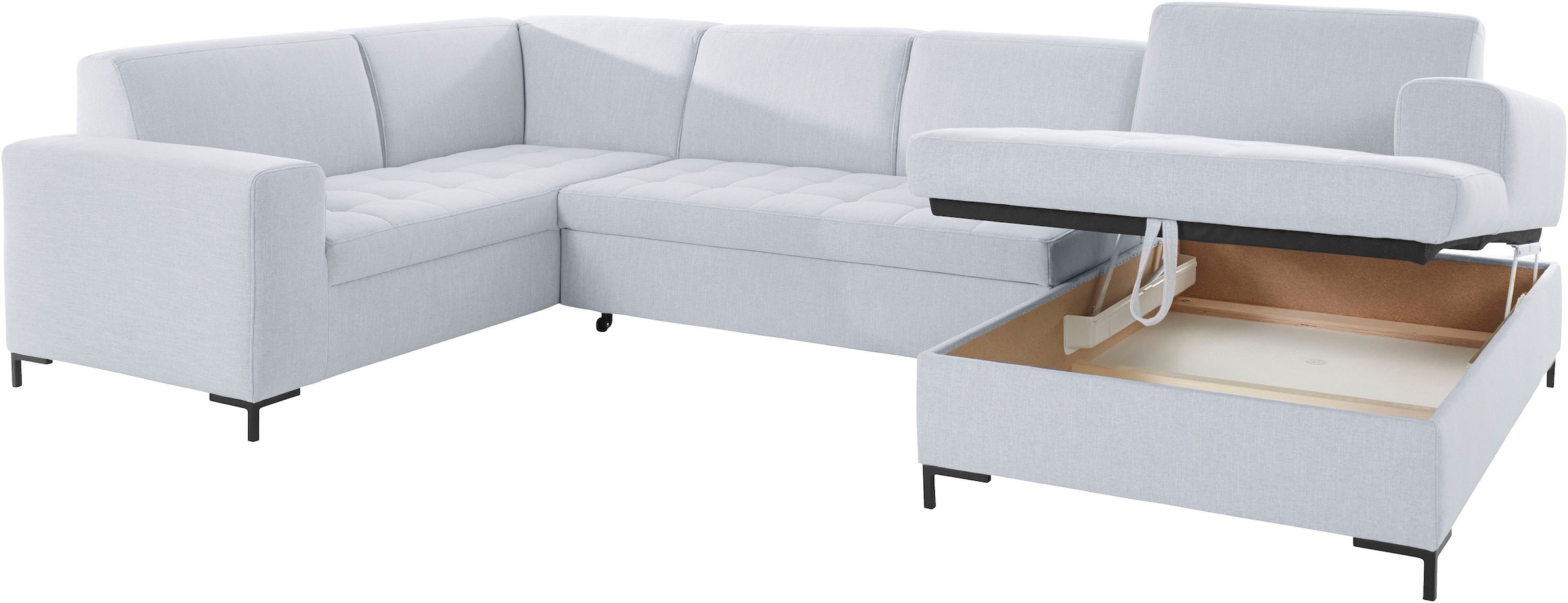 GOODproduct Wohnlandschaft »Grazzo U-Form«, hochwertige Stoffe aus recyceltem Material, Steppung im Sitzbereich