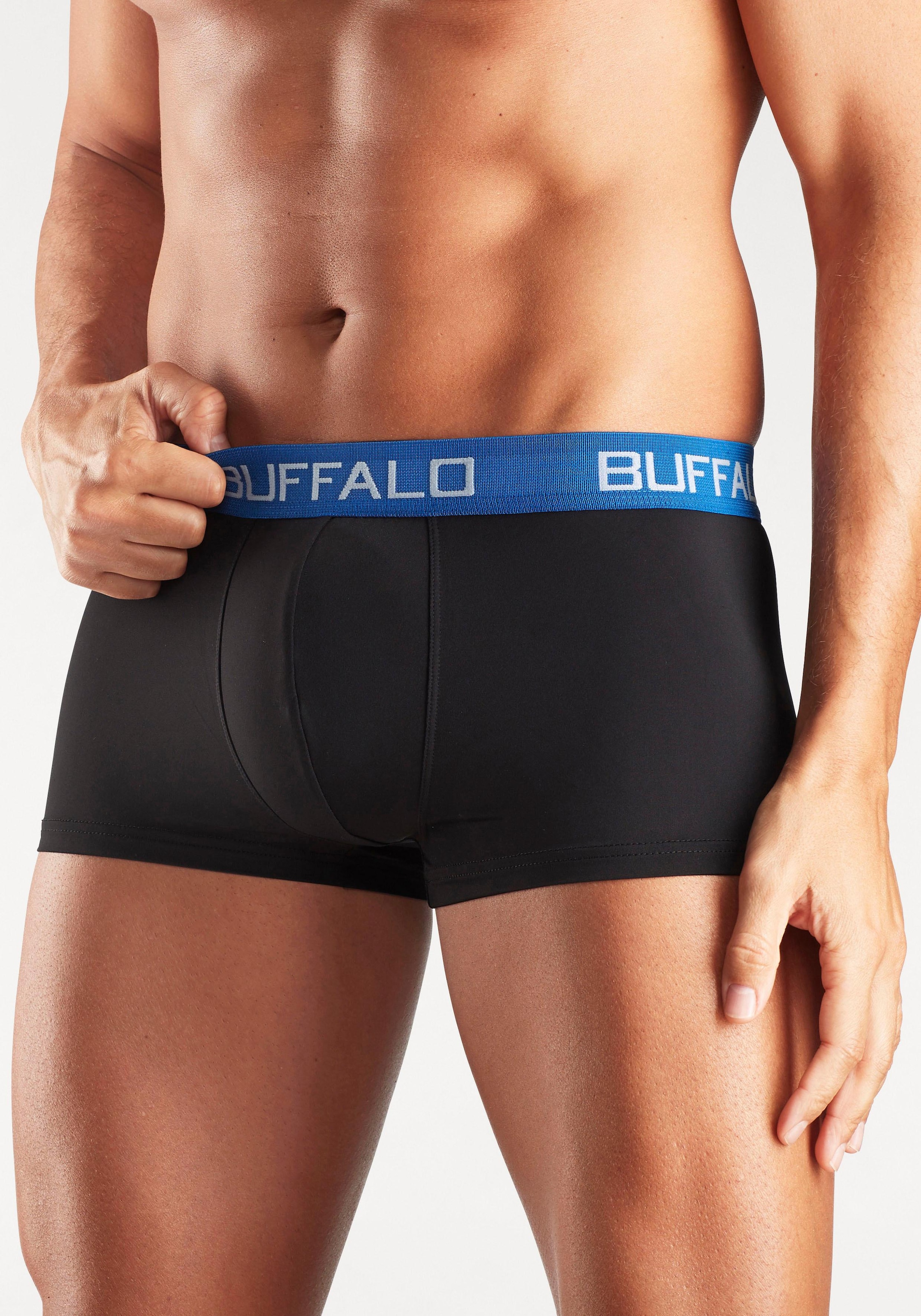 Buffalo Hipster, (Packung, 4 St.), Boxershorts mit Kontrastbund aus Baumwollmischung