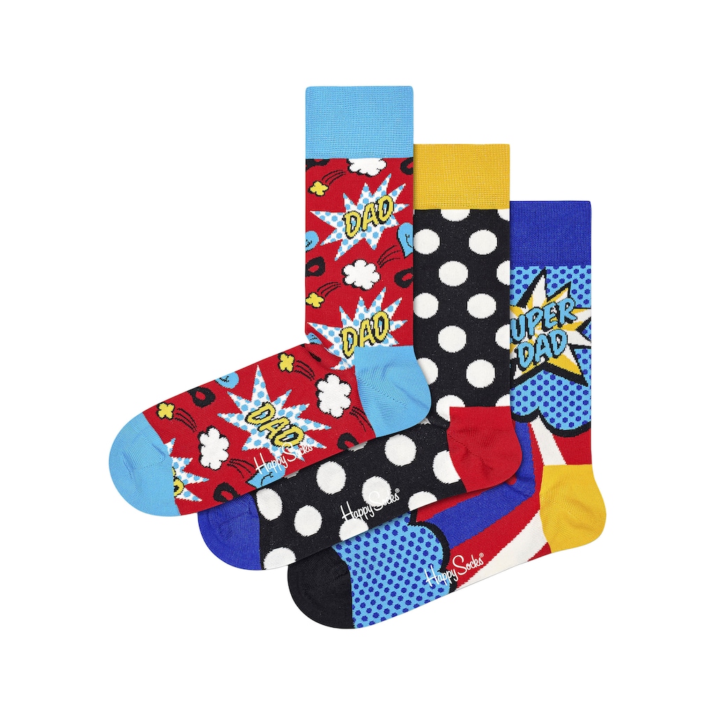 Happy Socks Socken, (Packung, 3 Paar), Super Dad Gift Set