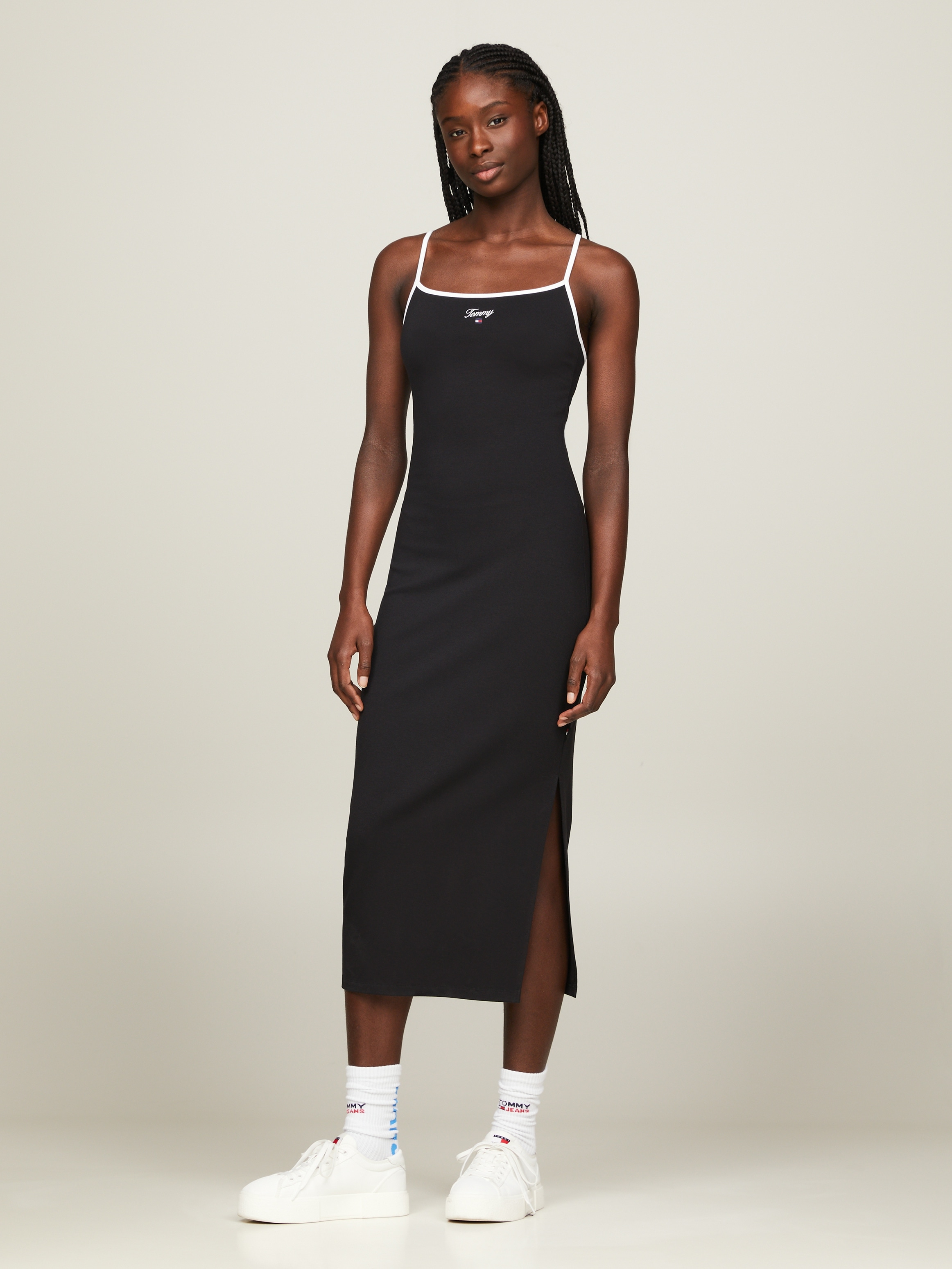 Spaghettikleid »TJW TONAL SCRIPT MIDI DRESS«, mit Tommy Jeans Logo Schriftzug