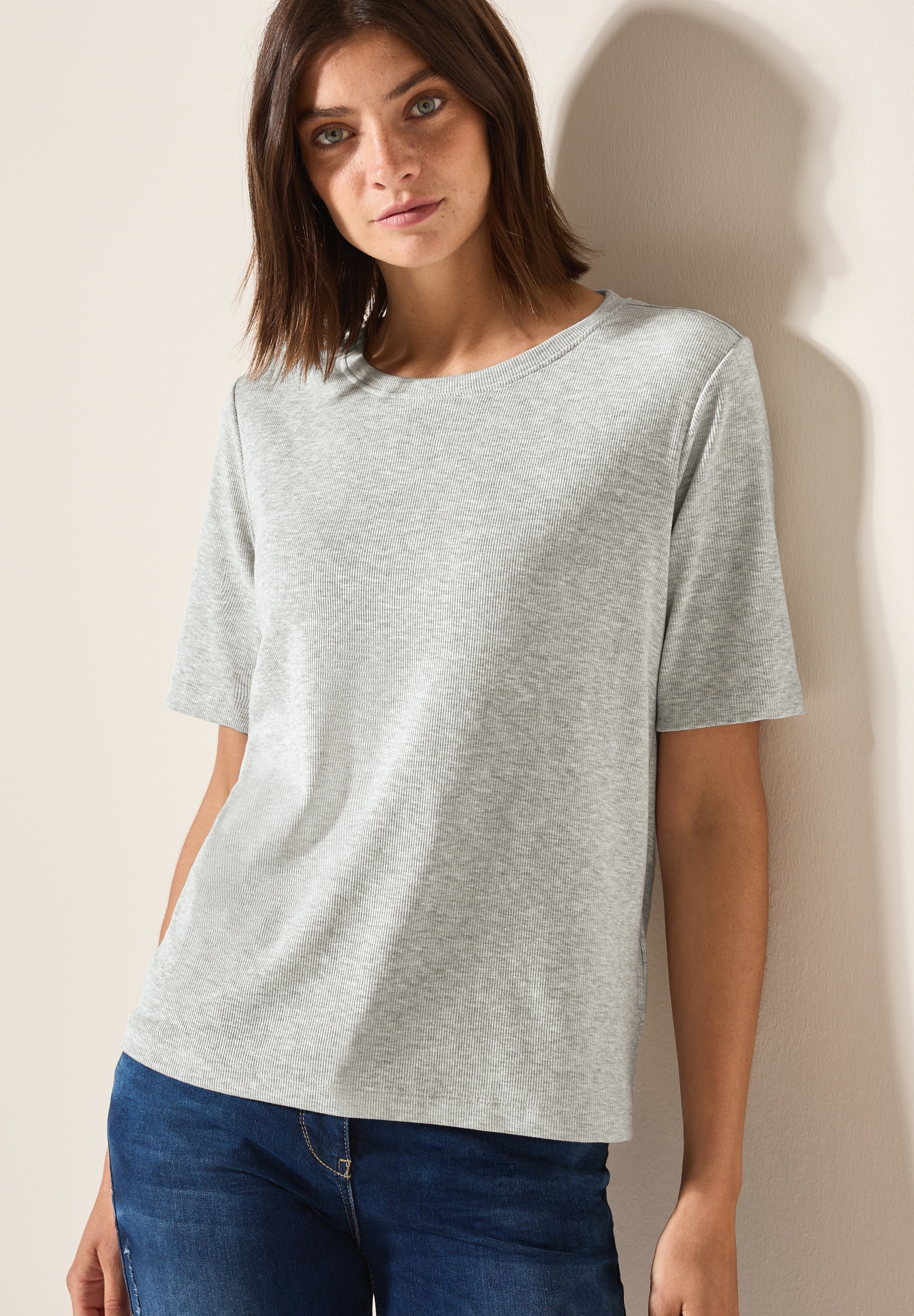 Cecil T-Shirt mit feiner Ripp Struktur