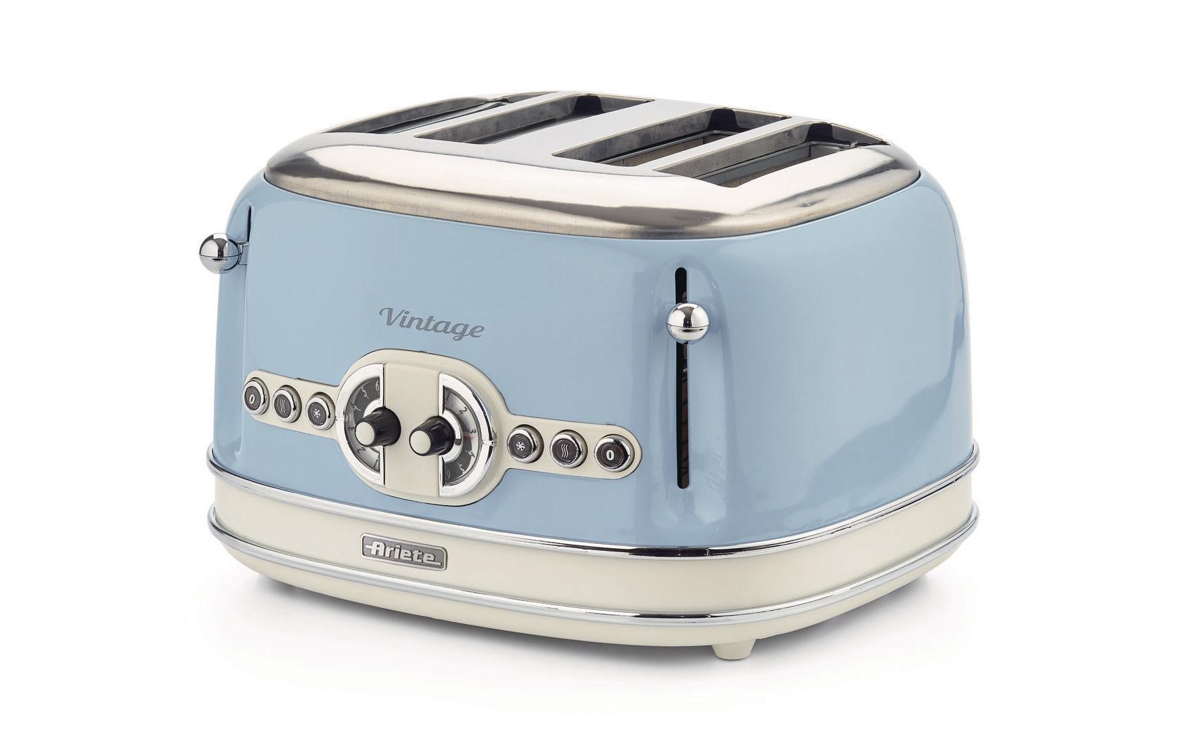 Ariete Toaster »Vintage 4 Schlitze, Blau« für 4 Scheiben 1630 W Lieferung mit passendem CH-Fixadapter