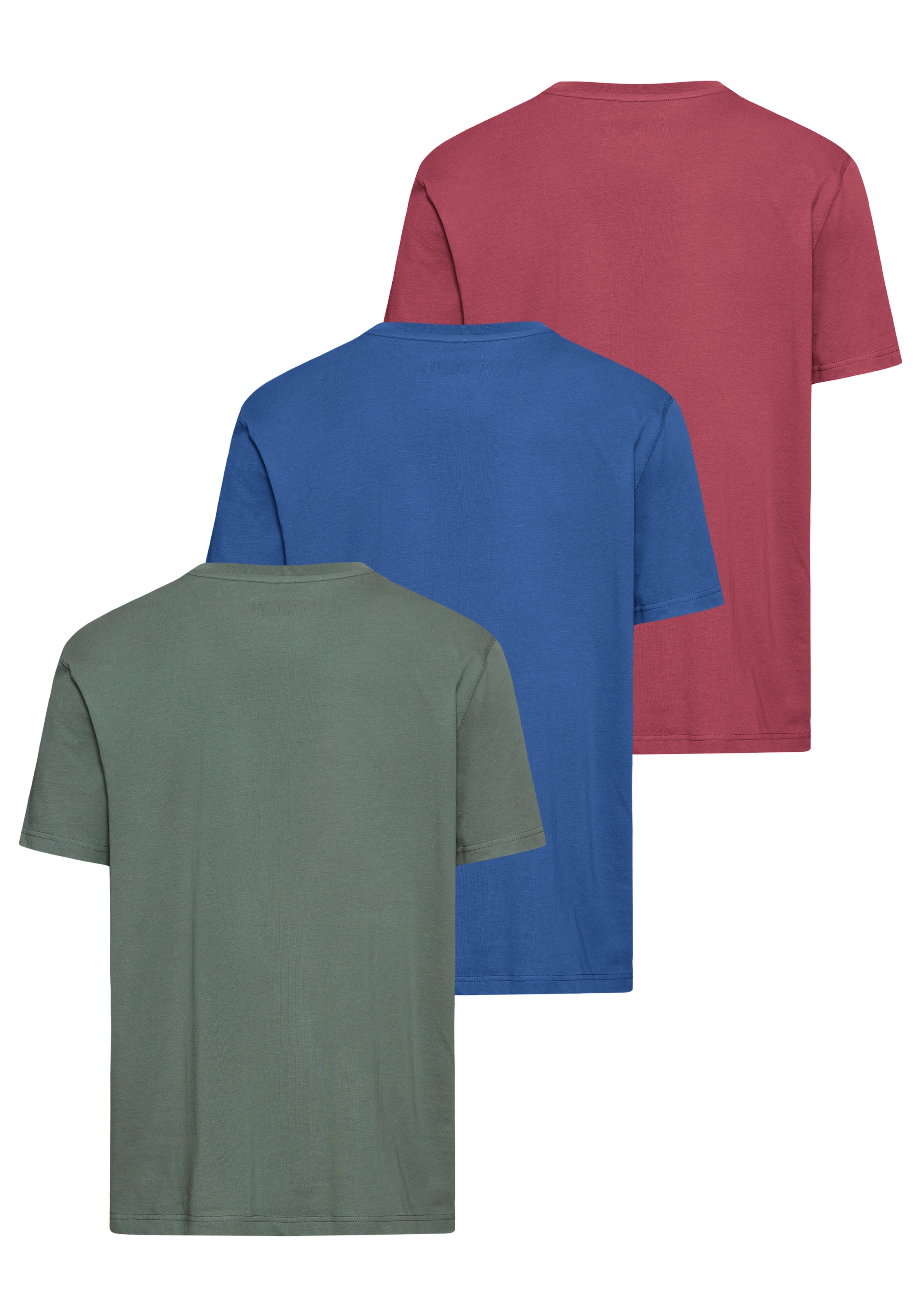 Man's World T-Shirt »neue Farben!«, (3er-Pack), Kurzarm, unifarben, Rundhals, aus Baumwolle
