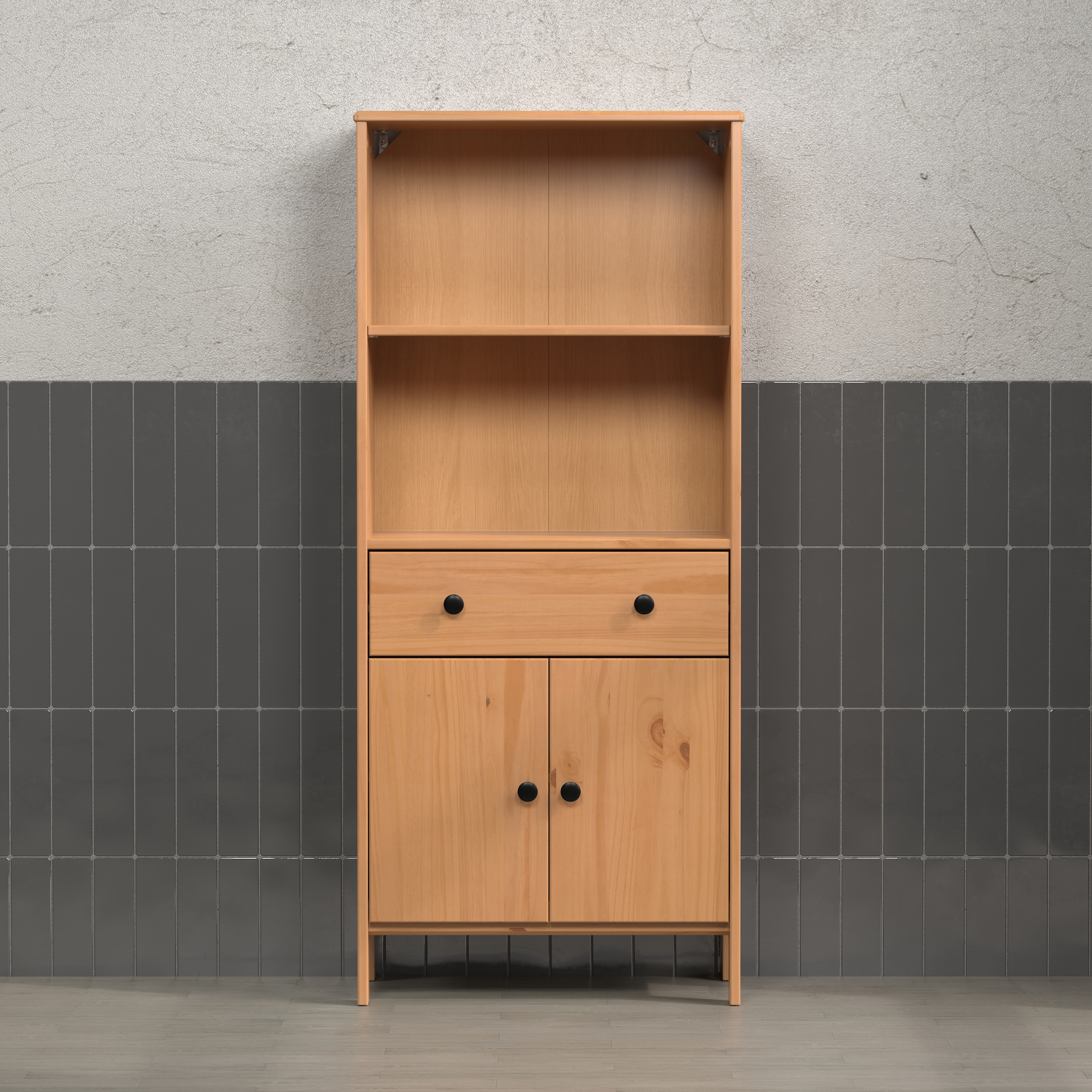 welltime Midischrank »Kall«, (1 St.), Breites Badregal aus Kiefer-Massivholz - Weiss oder Braun lackiert