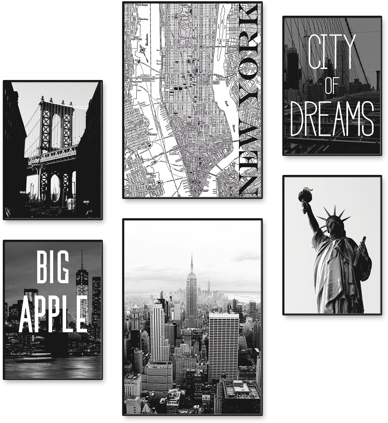 Artland Poster »Wahrzeichen von New York«, Amerika, (6 St.), Poster,  Wandbild, Bild, Wandposter online bestellen | Jelmoli-Versand