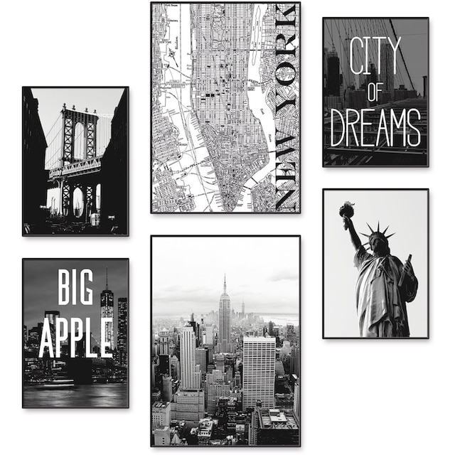 Artland Poster »Wahrzeichen von New York«, Amerika, (6 St.), Poster,  Wandbild, Bild, Wandposter online bestellen | Jelmoli-Versand