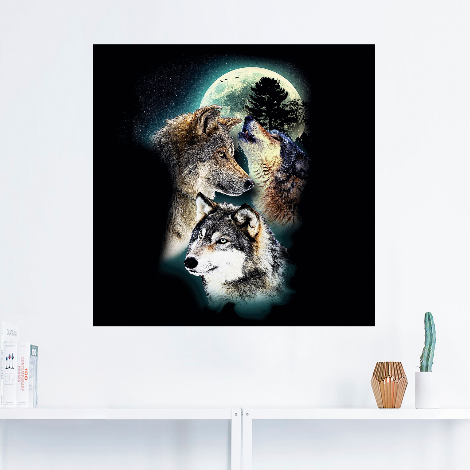 Artland mit Wandbild Mond«, | Wildtiere, (1 Grössen verschied. »Phantasie in Wolf Wölfe Leinwandbild, Wandaufkleber kaufen Jelmoli-Versand als Poster, St.), online