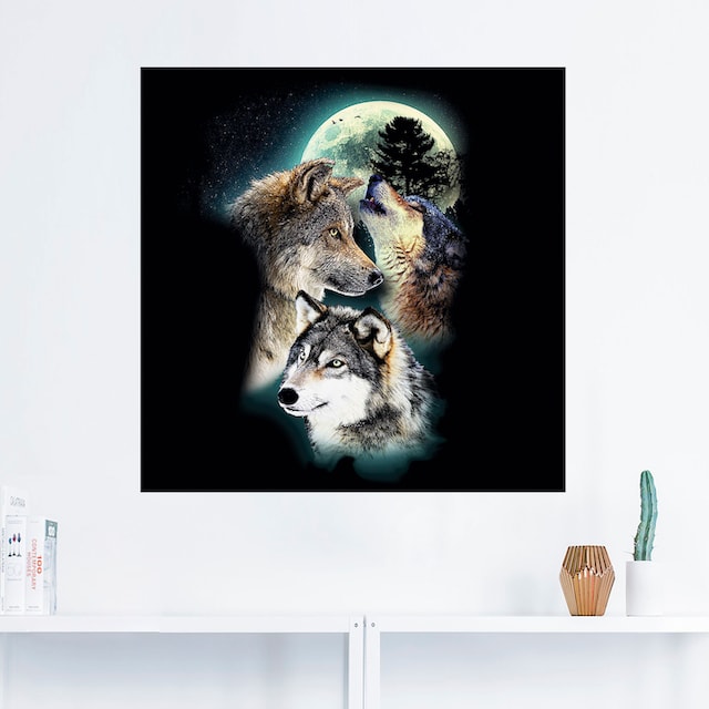 Artland Wandbild »Phantasie Wolf Wölfe mit Mond«, Wildtiere, (1 St.), als  Leinwandbild, Poster, Wandaufkleber in verschied. Grössen online kaufen |  Jelmoli-Versand
