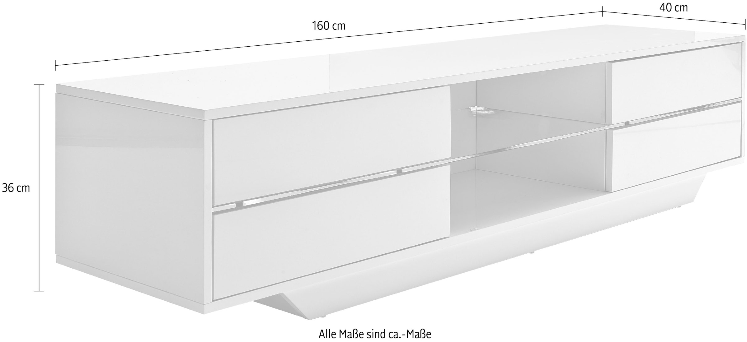 MCA furniture Lowboard »Blues«, mit LED Beleuchtung weiss hochglanz