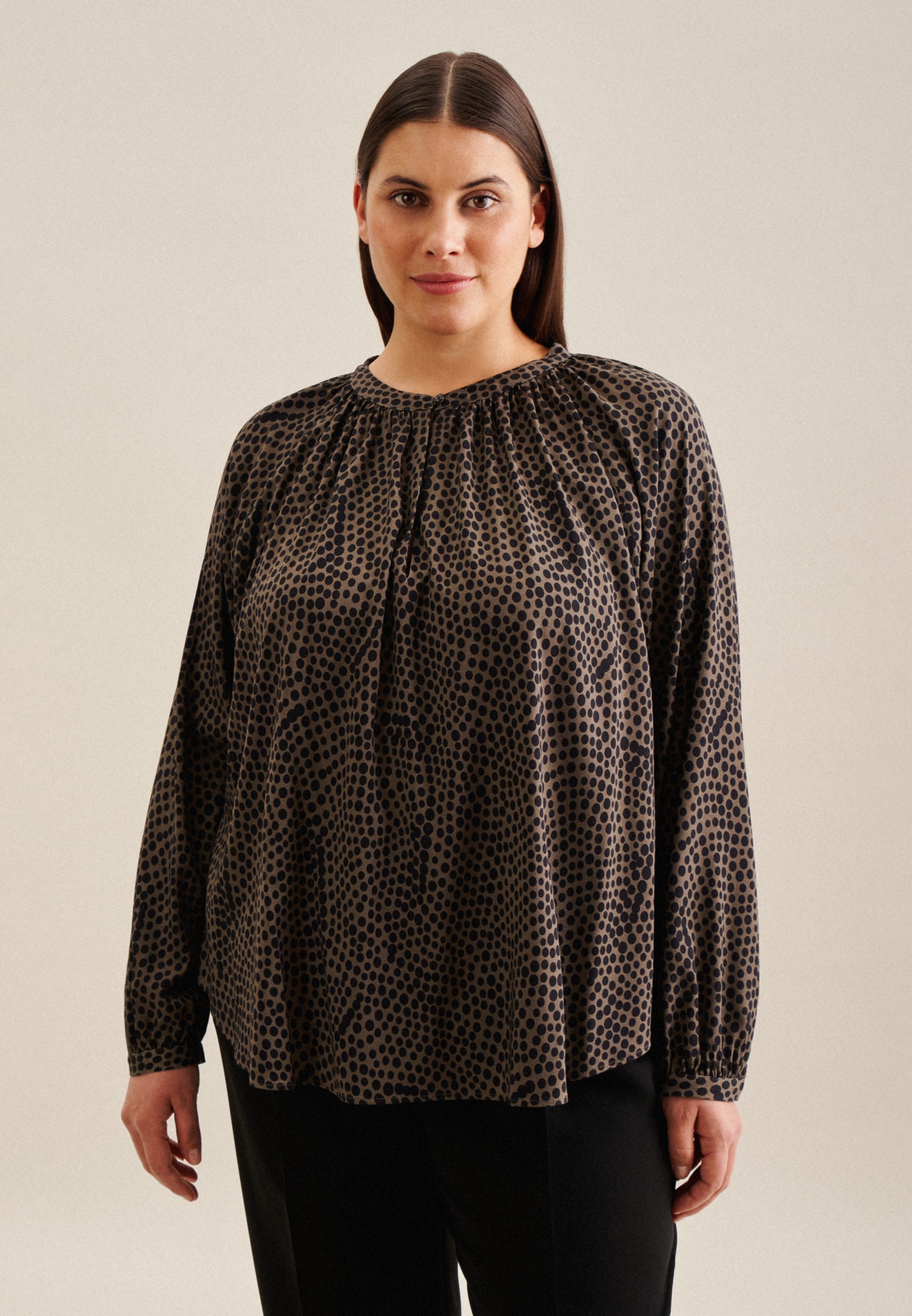 seidensticker Shirtbluse »Schwarze Rose« Langarm Rundhals Druck