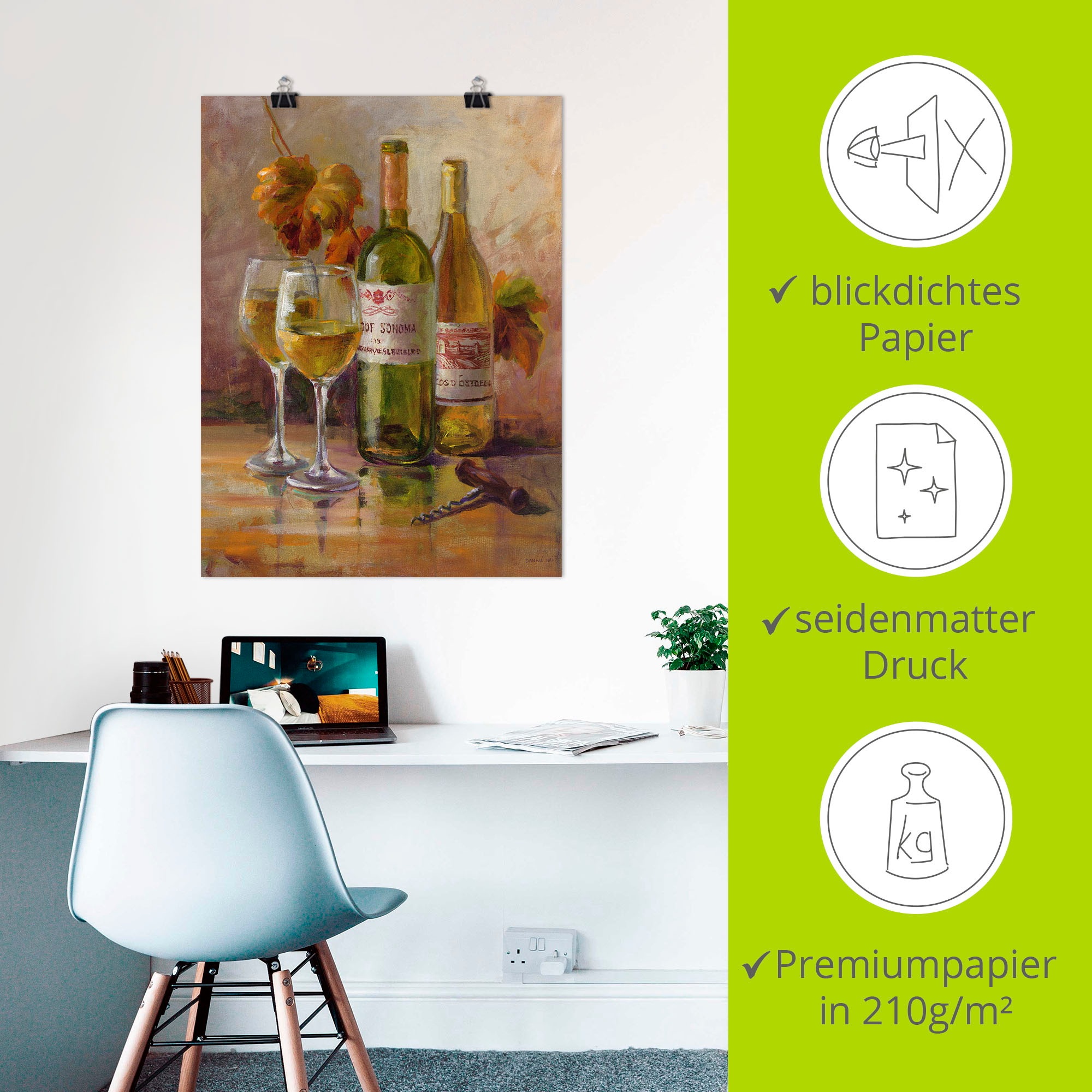 Artland Wandbild »Offener Wein II«, Getränke, (1 St.), als Leinwandbild, Poster in verschied. Grössen