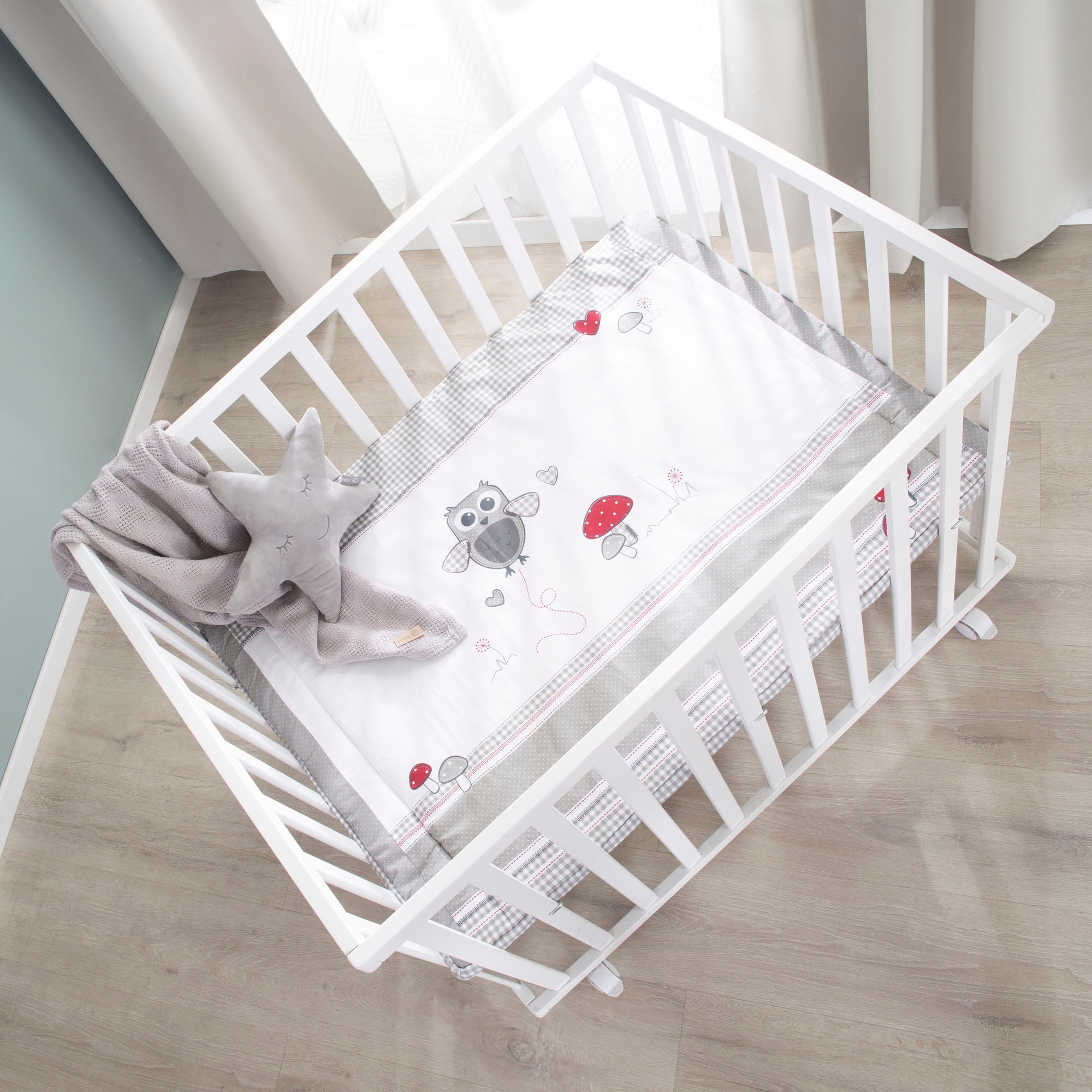 roba® Laufgitter »Adam & Eule weiss, 100x75 cm«, bis 15 kg, mit Stoffeinlage