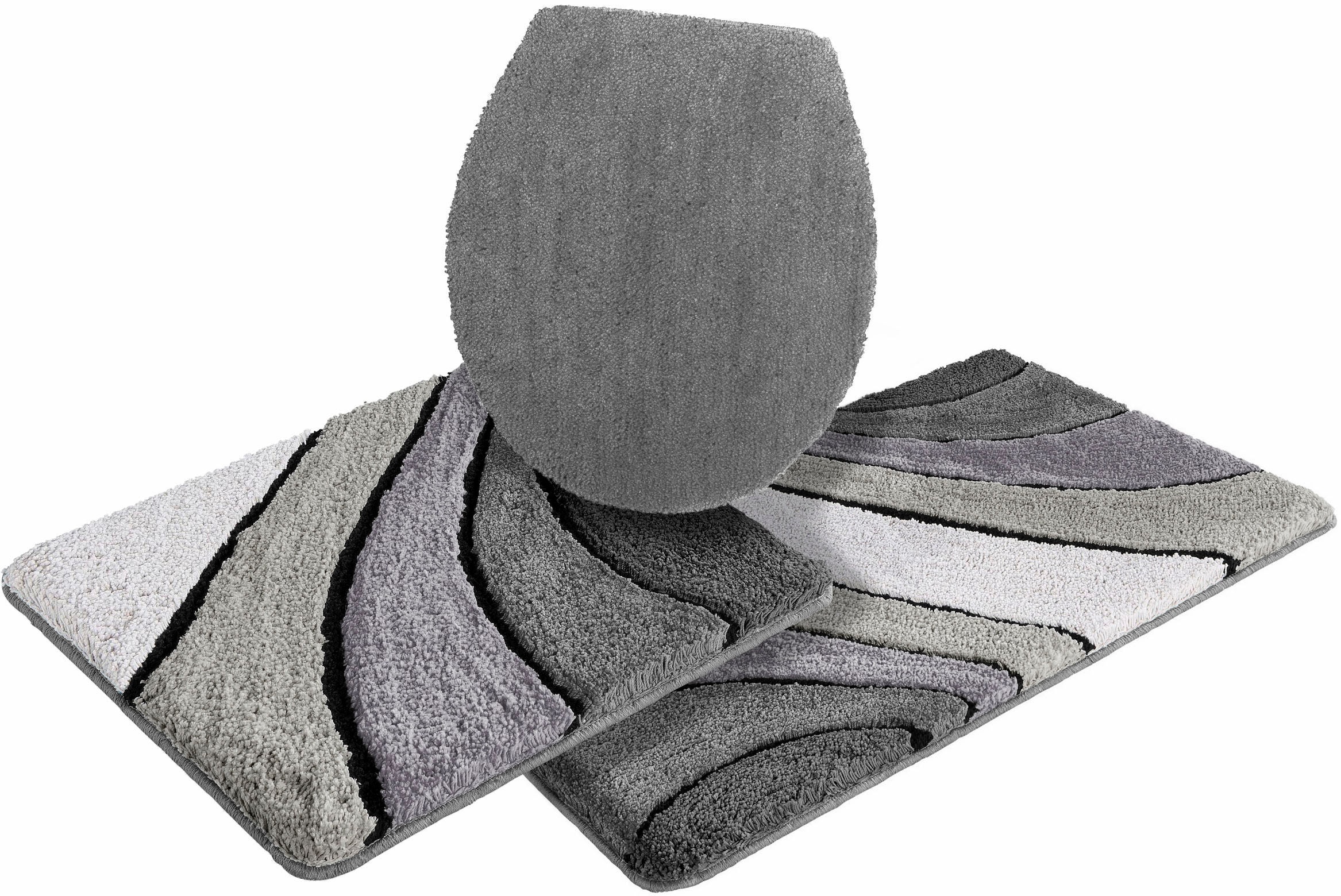 my home Badematte »Josie, Badvorleger, Badezimmer Teppich«, rutschhemmend beschichtet, fussbodenheizungsgeeignet-schnell trocknend-strapazierfähig, Badteppich, Badematten, rechteckig, rund & als 3-tlg. Set erhältlich