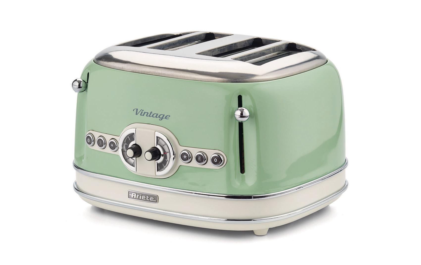 Ariete Toaster »Vintage 4 Schlitze« 4 kurze Schlitze für 4 Scheiben 810 W Lieferung mit passendem CH-Fixadapter