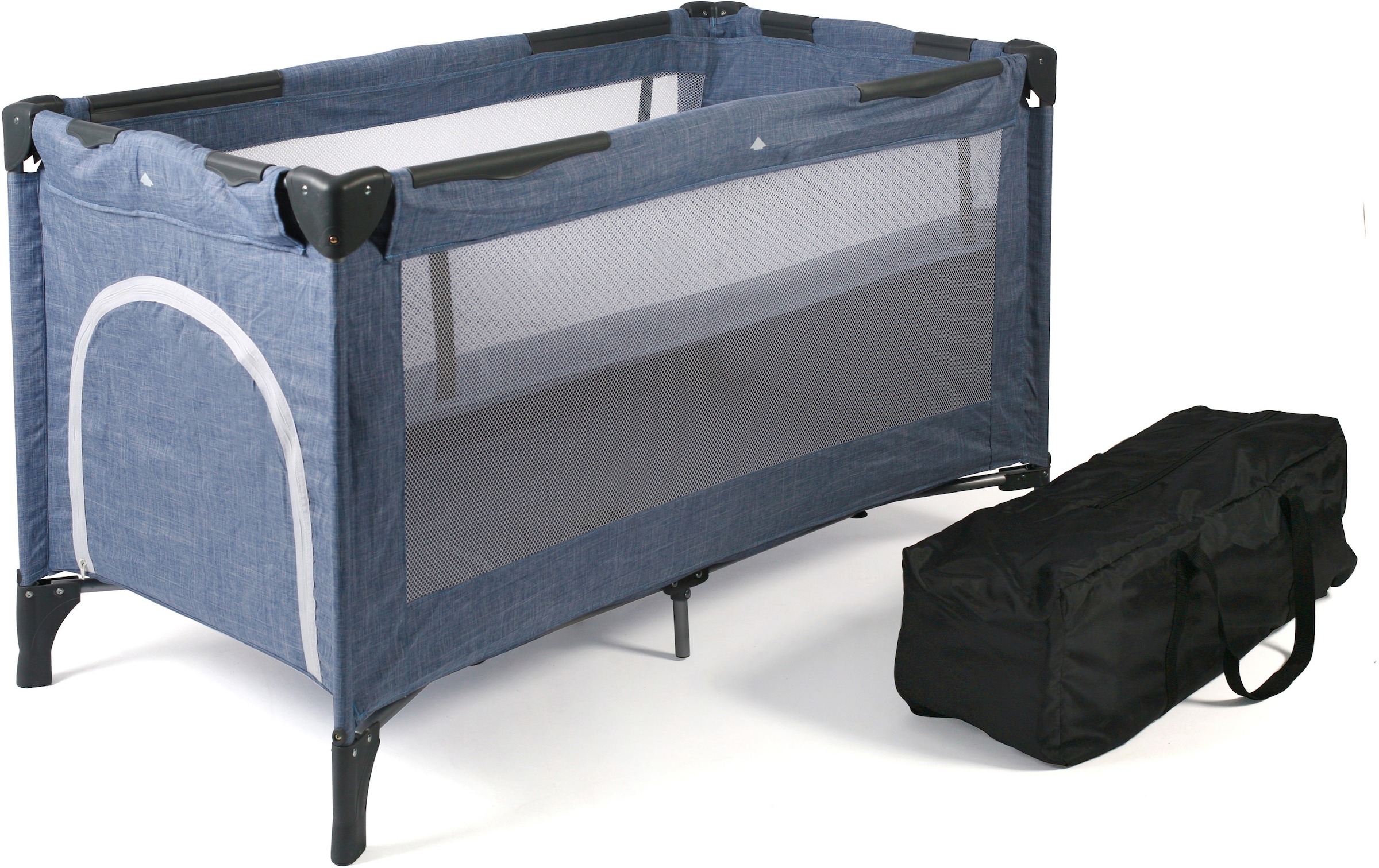 CHIC4BABY Baby-Reisebett »Luxus, Jeans Blue«, inkl. Transporttasche