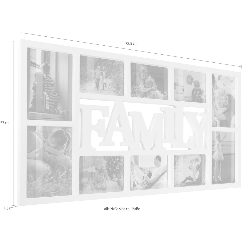 Home affaire Bilderrahmen Collage »FAMILY«, Fotorahmen-weiss-mit Schriftzug-Collage-Bildformat 10x15 cm und 13x18 cm
