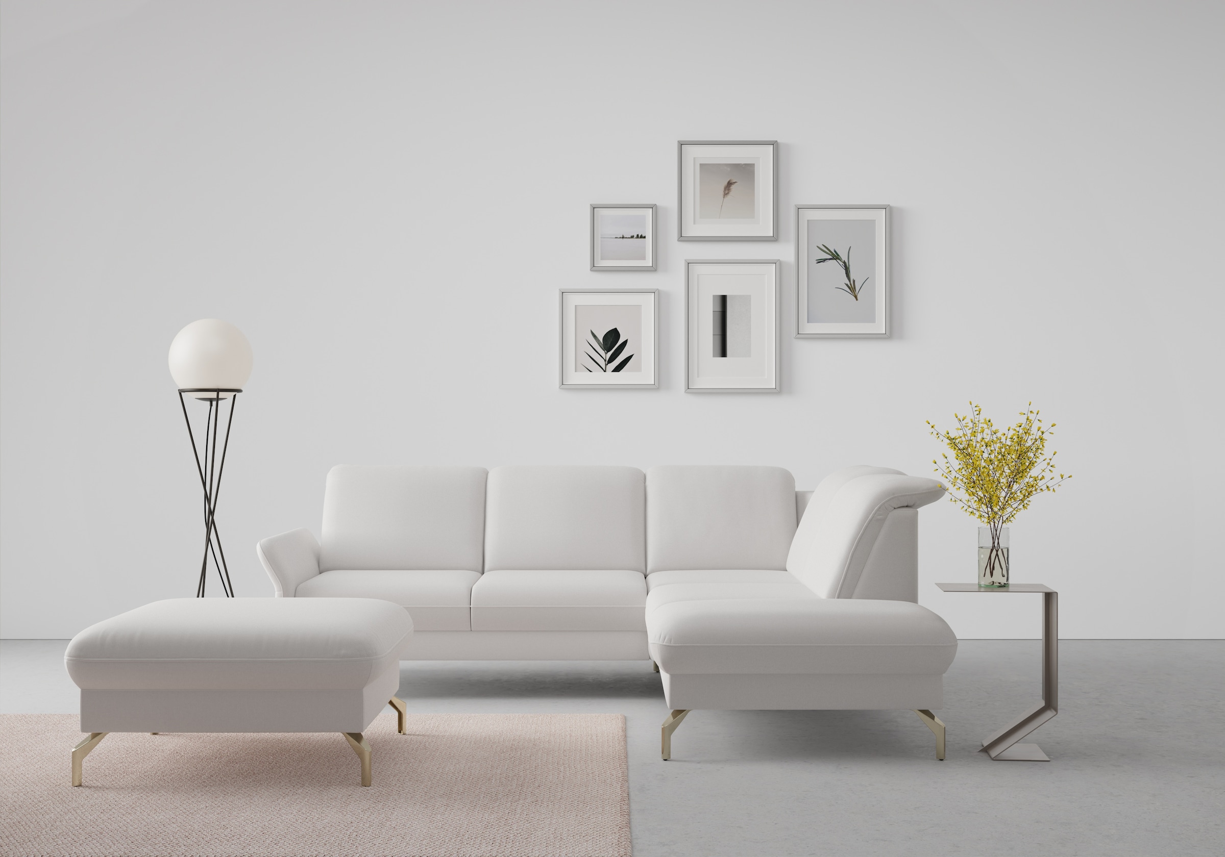sit&more Ecksofa "Fashion L-Form" wahlweise mit Kopfteilverstellung, Vorziehsitz, motorisch, Nickelfüsse