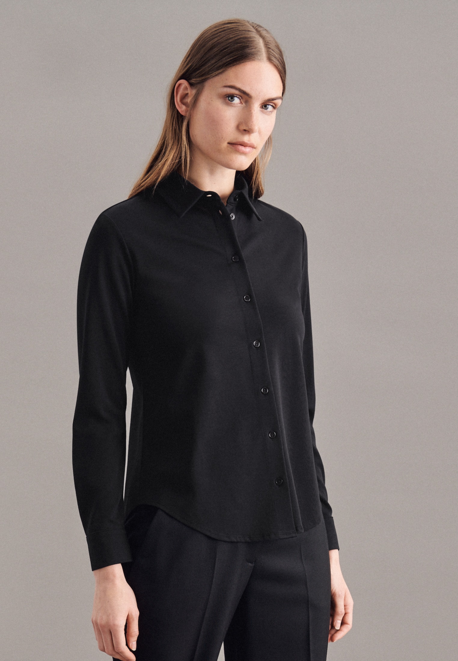 seidensticker Hemdbluse »Schwarze Rose«, Langarm Kragen Uni