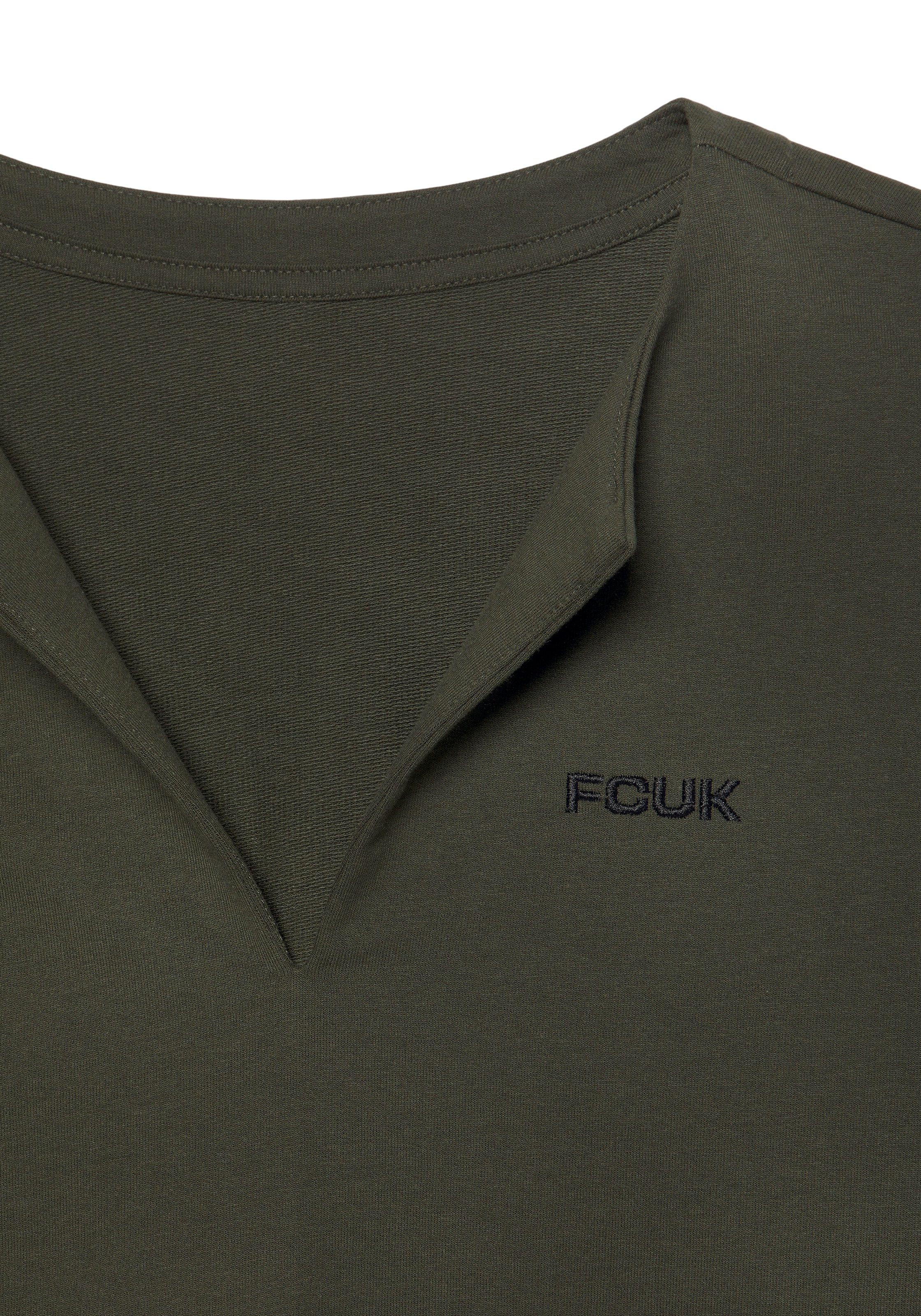 FCUK Sweatshirt, (1 tlg.), Sweatshirt mit V-Ausschnitt und grossen Rückenprint, Loungeanzug