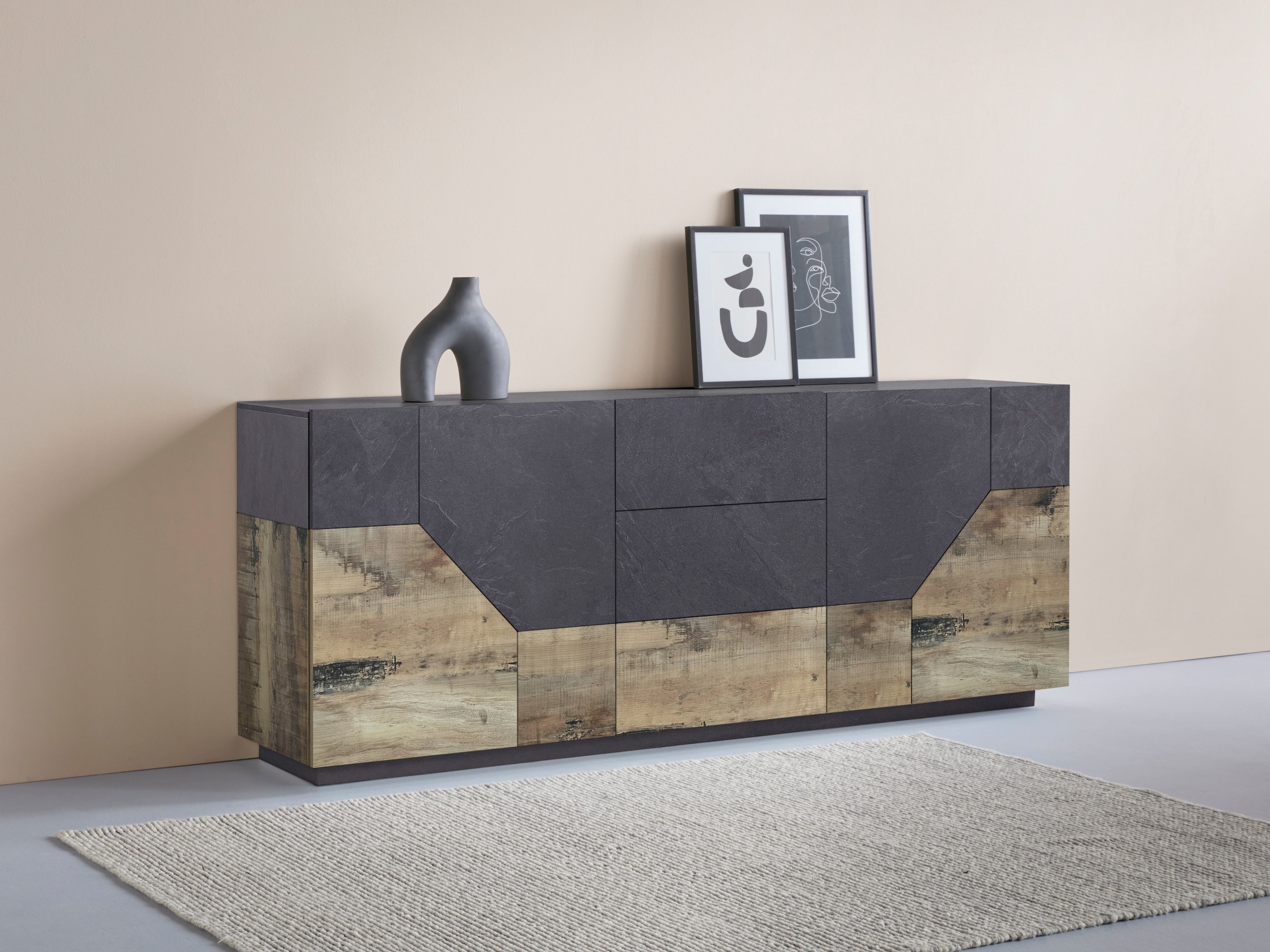 INOSIGN Sideboard »ALIEN-Kommode, Schrank, Anrichte mit 4 Türen und 3 Schubkästen«, Sideboard Breite ca. 200 cm "100 % Made in Italy"