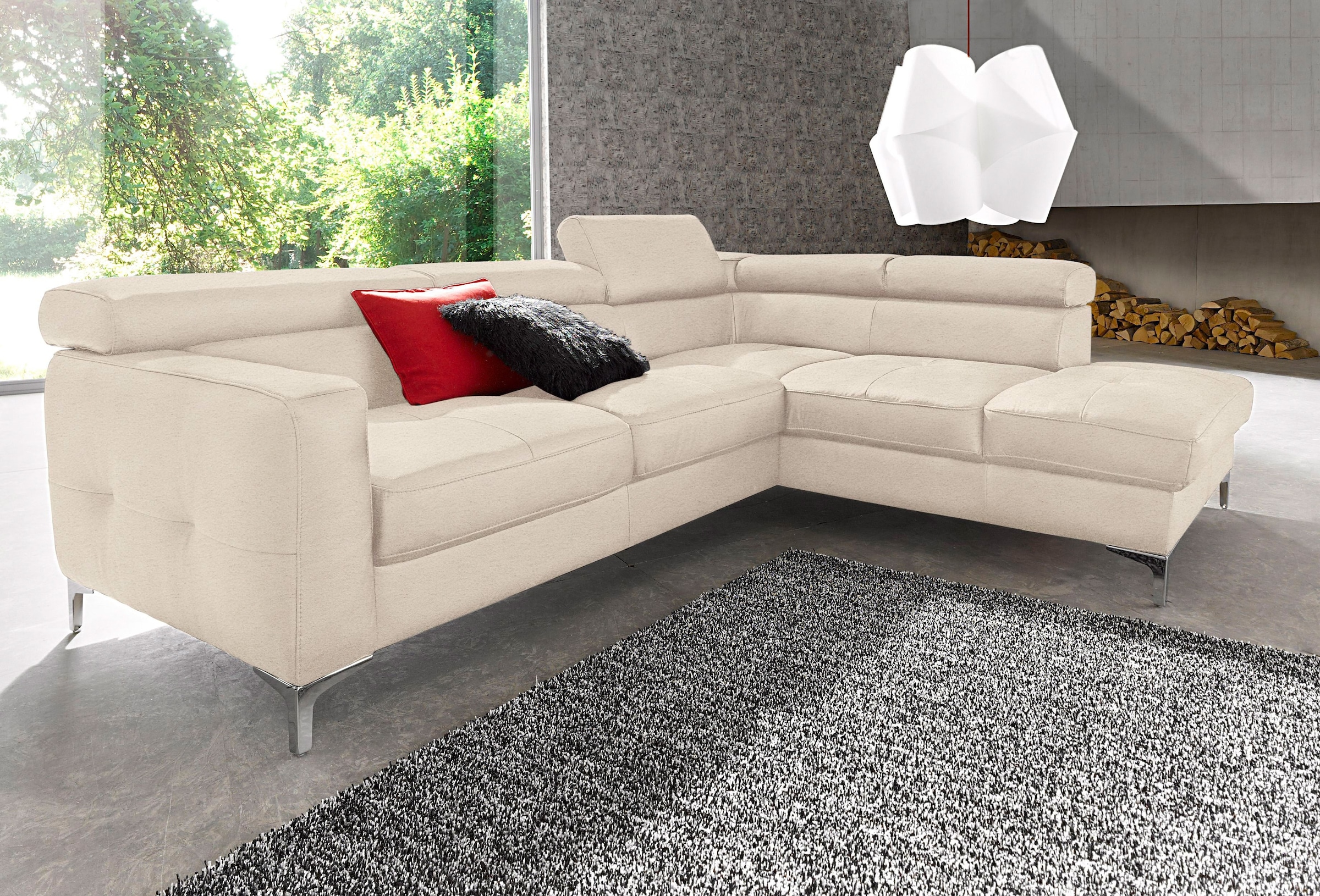 COTTA Ecksofa »Sammy L-Form«, mit Kopfteilverstellung, wahlweise mit Bettfunktion & Bettkasten