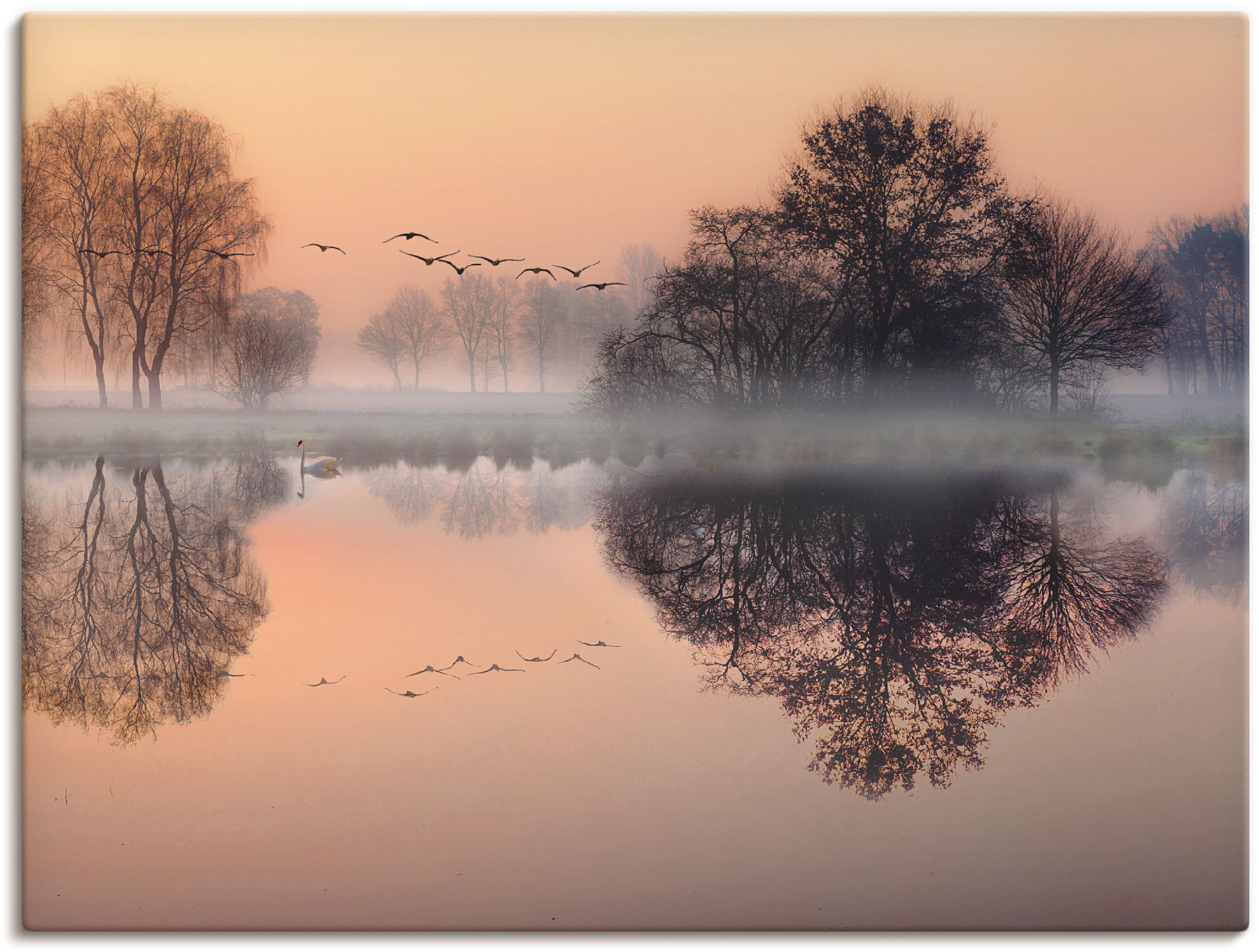 Artland Leinwandbild "Früh morgens am See...." Gewässer 1 Stk. tlg. auf Holzrahmen gespannt