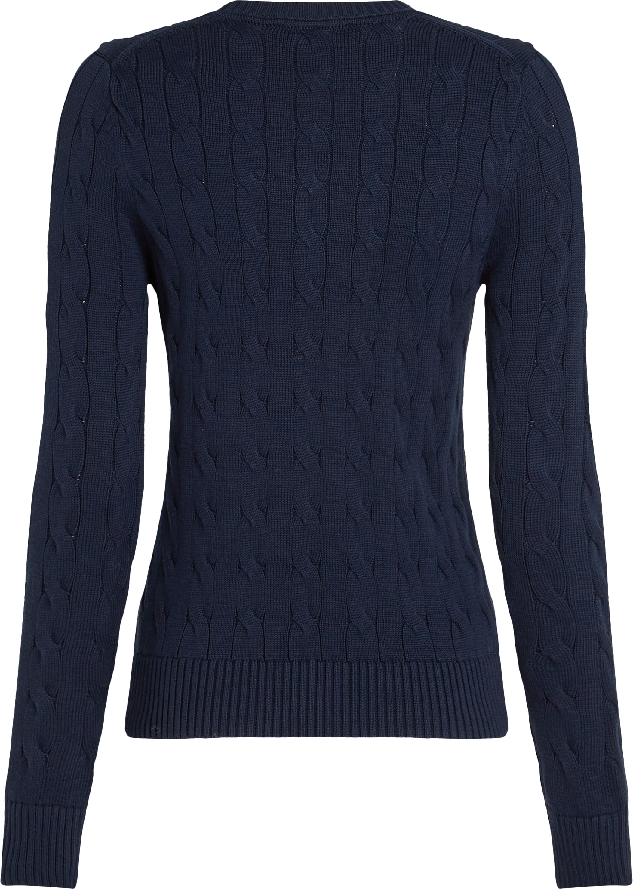 Tommy Hilfiger Rundhalspullover »CO CABLE VAR LS C-NK SWT«, mit Zopfmuster, Logostickerei