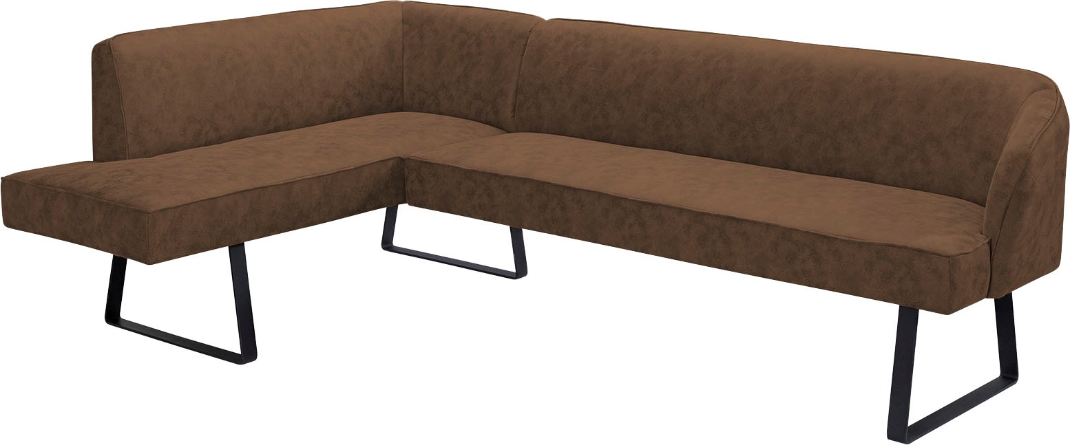 exxpo - sofa fashion Eckbank »Americano«, mit Keder und Metallfüssen, Bezug in verschiedenen Qualitäten