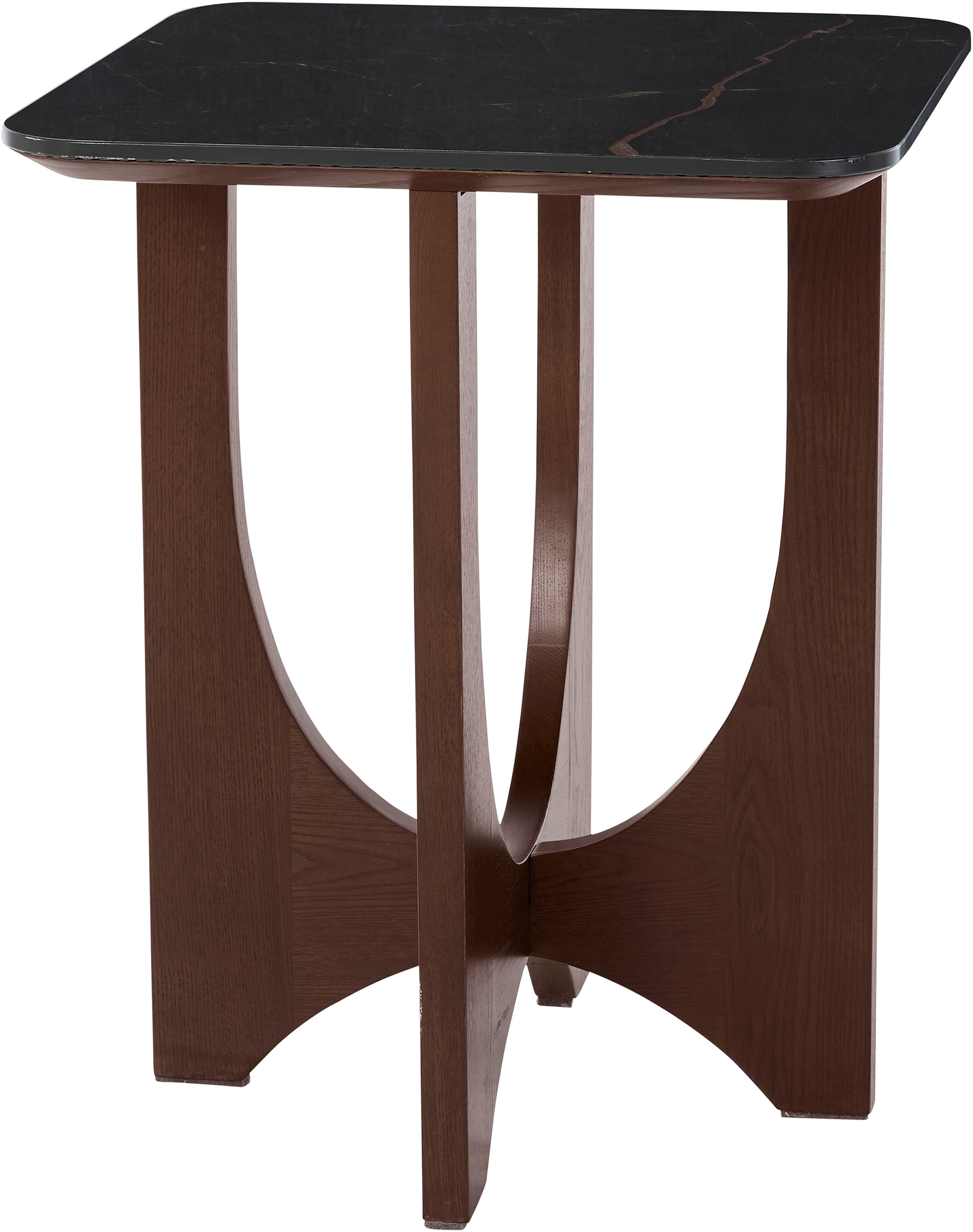 LeGer Home by Lena Gercke Beistelltisch "Kirella" mit Marmor-Optik und massivem Eschenholz-Kreuzfuss, Breite 45 cm