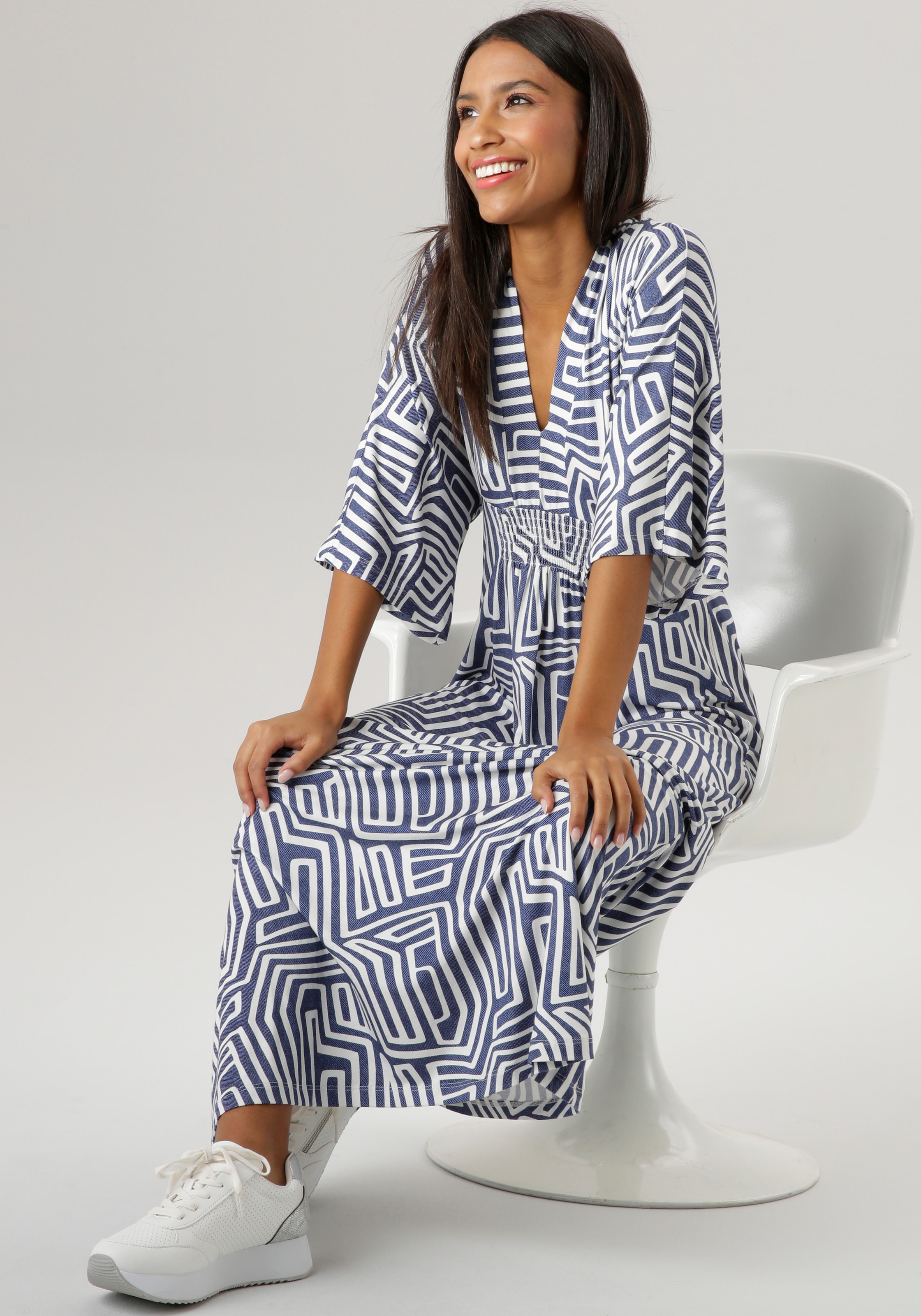 Aniston SELECTED Sommerkleid, mit grafischem online Druck Schweiz - shoppen bei in NEUE KOLLEKTION Jeansfarbe Jelmoli-Versand