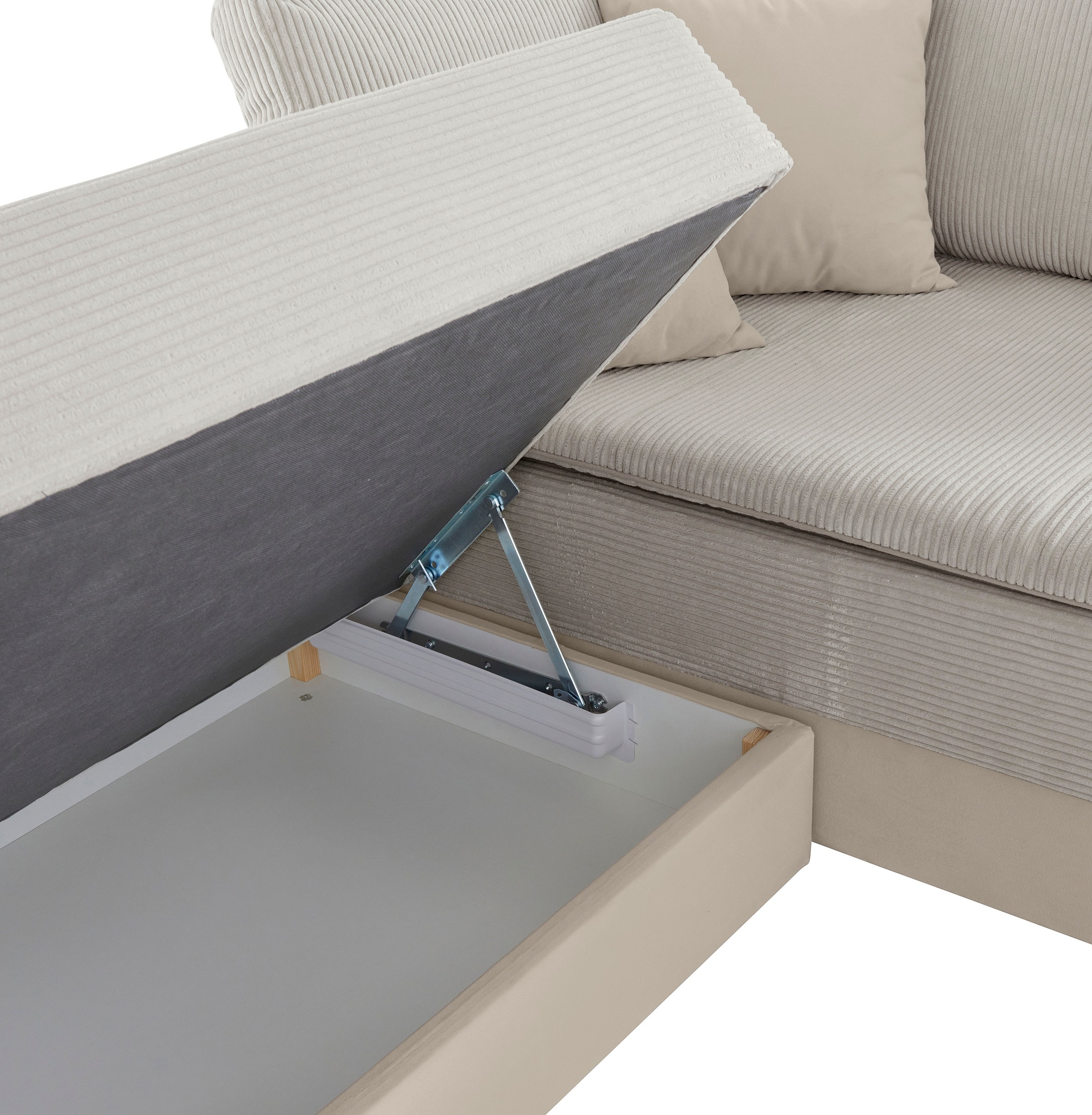 INOSIGN Ecksofa »Boxspringbett Night & Day L-Form mit Dauer-Schlaffunktion mit Armlehne«, mit Boxspring-Bettfunktion 180x200 cm und Bettkasten, Dauerschläfer!