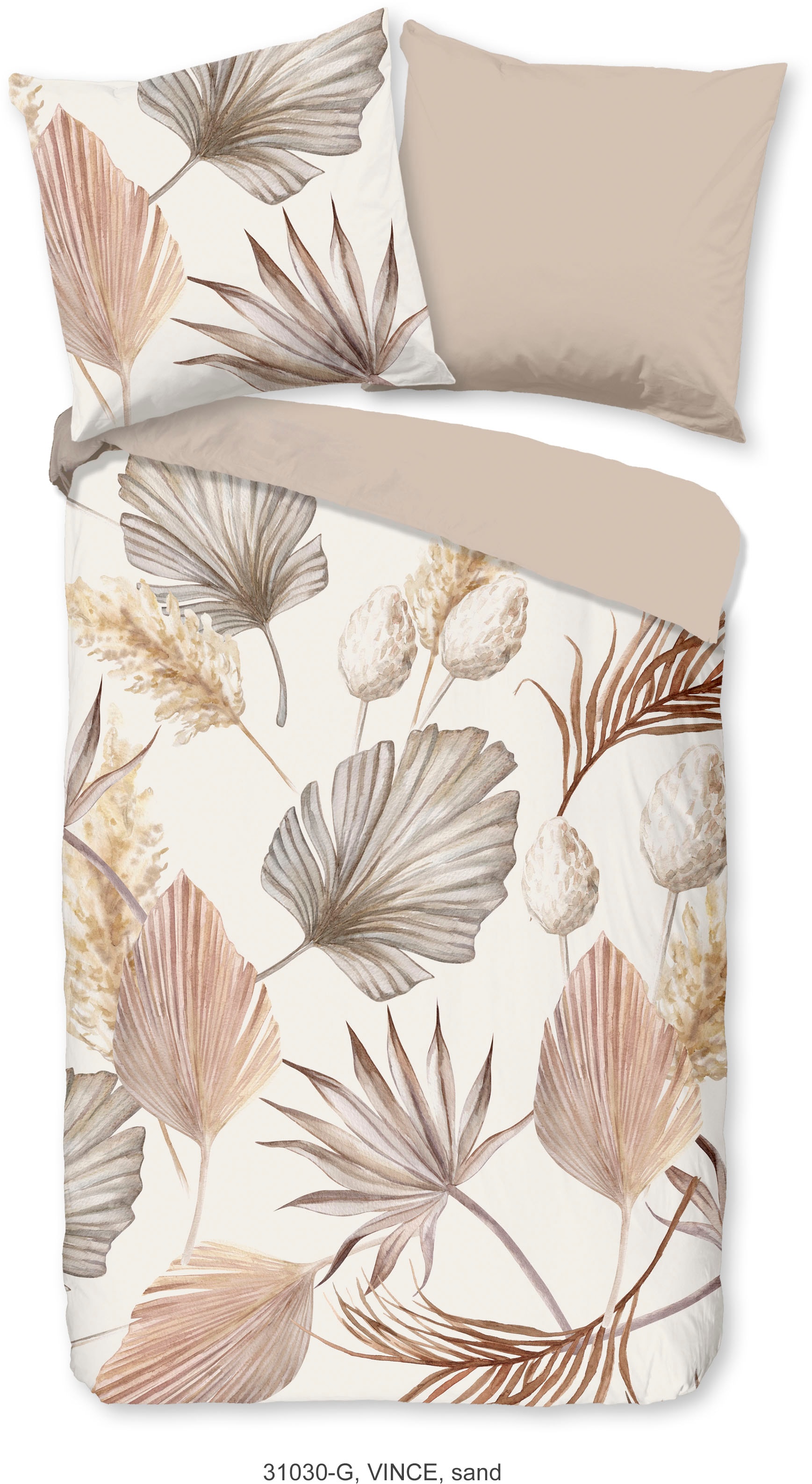 good morning Wendebettwäsche »Vince«, 100% Baumwolle, Renforcé, 135x200, Reissverschluss, Wendeoptik, Sand